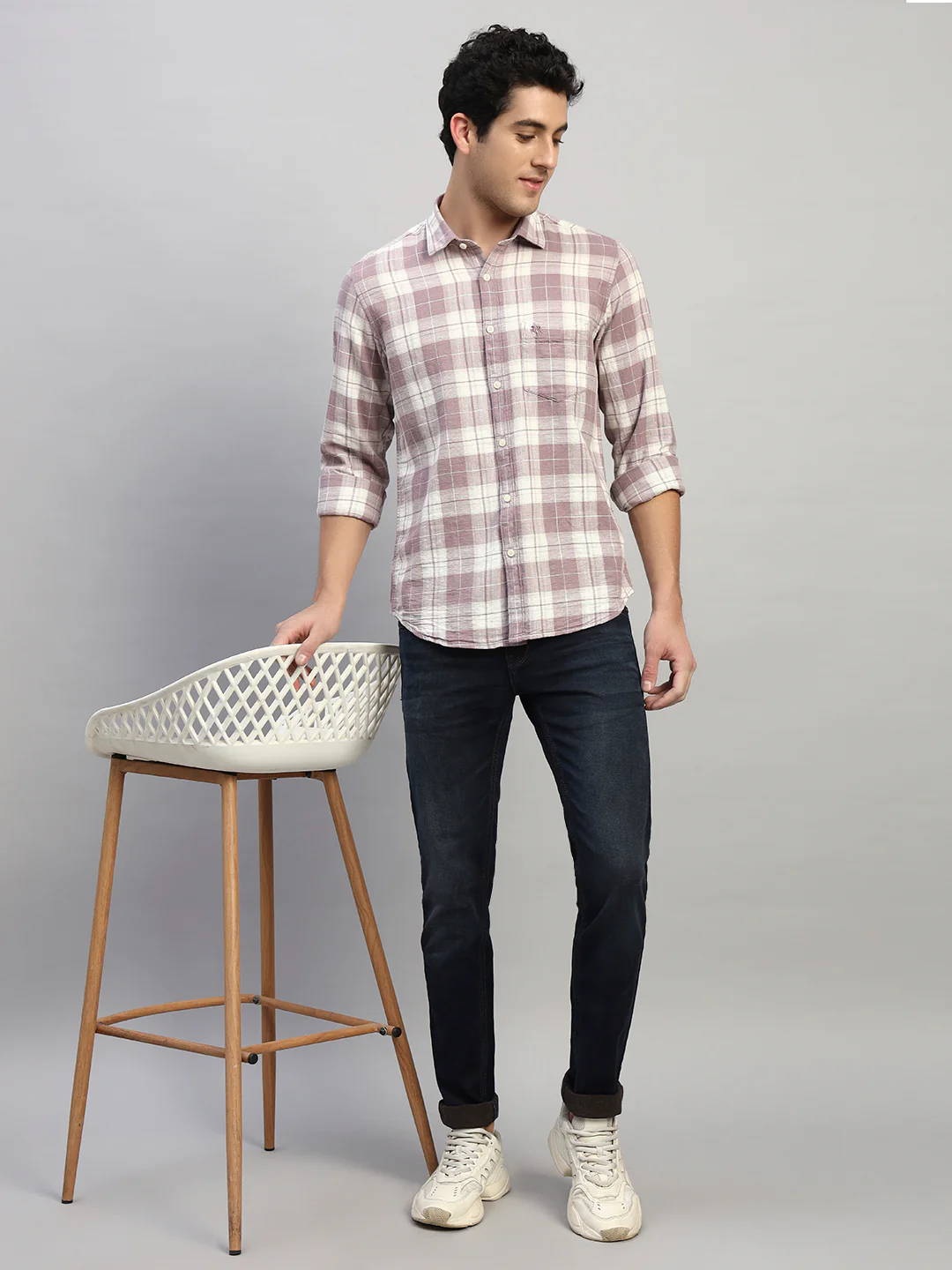 Casual Shirt for Men | Breathable & Soft with Color Fastness Regular Fit Spread Collar Neck Cotton Fabric Checkered Pattern - Image 8