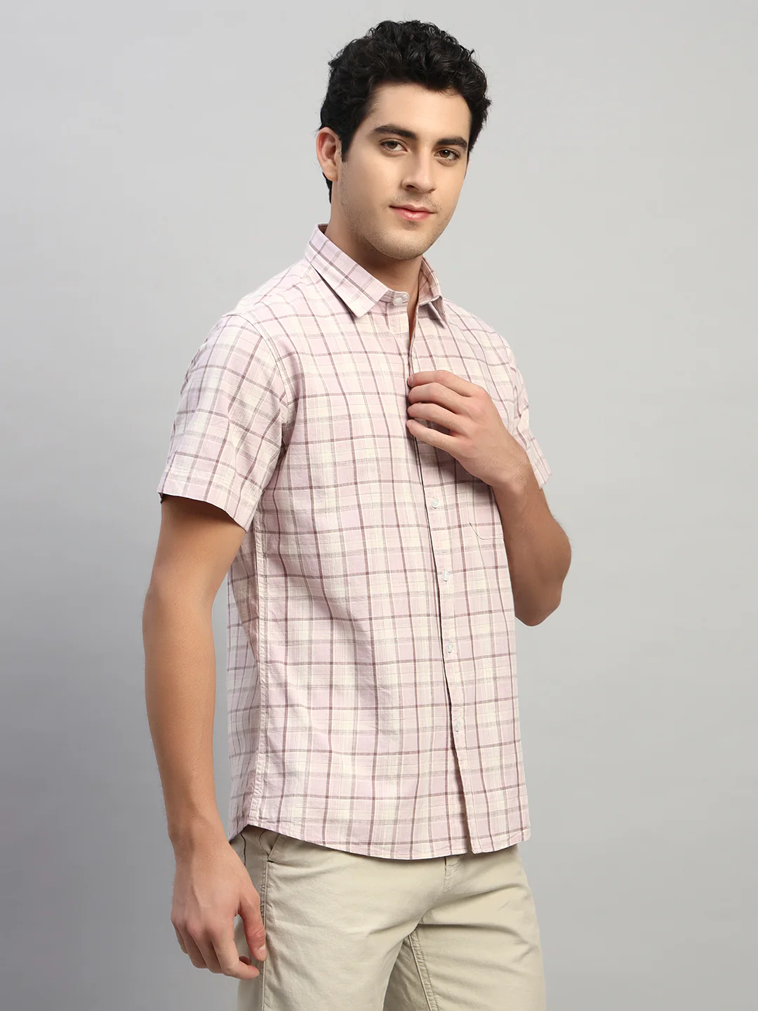 Casual Shirt for Men | Breathable & Soft with Color Fastness Regular Fit Spread Collar Neck Cotton Fabric Checkered Pattern - Image 5