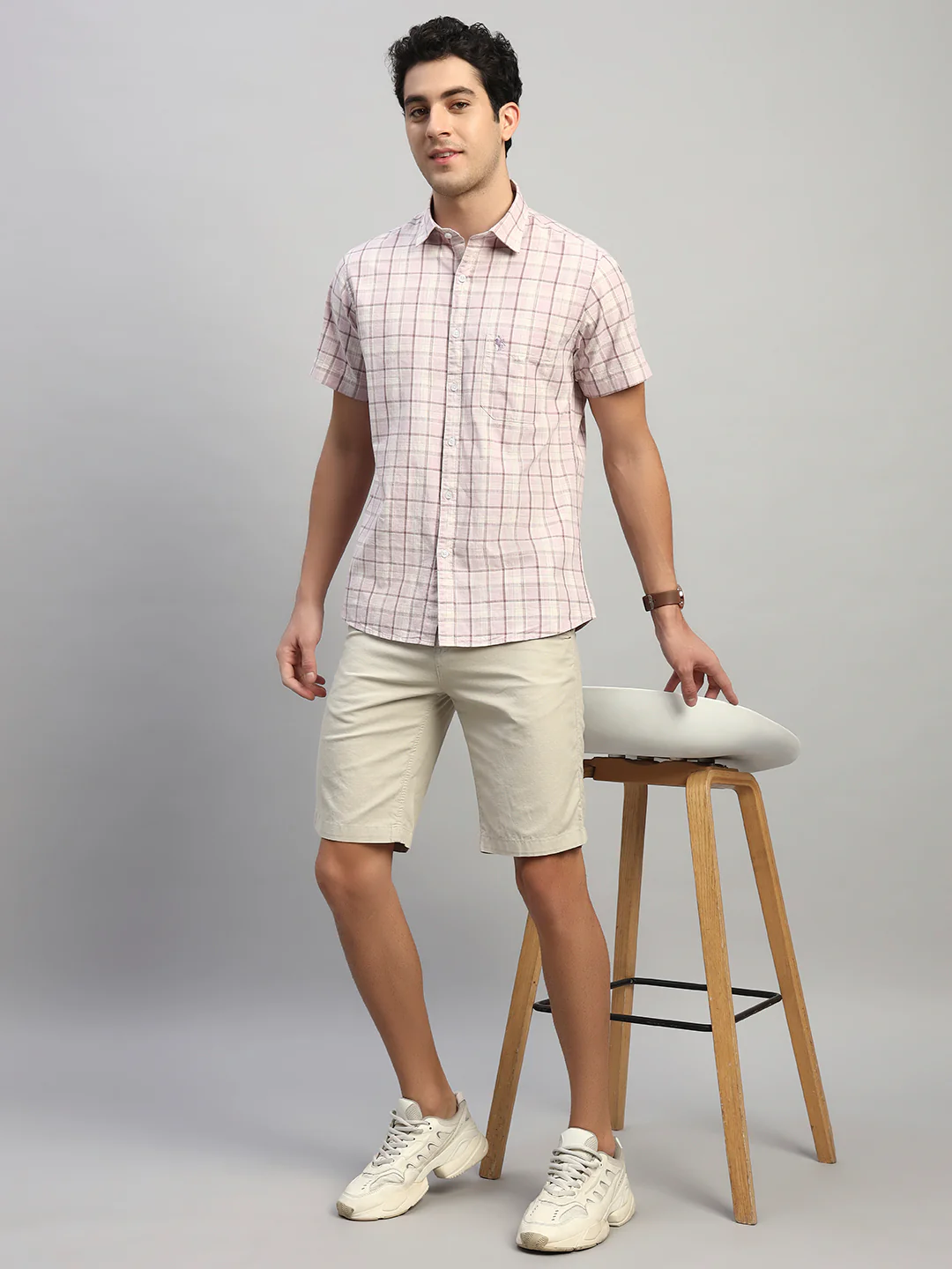 Casual Shirt for Men | Breathable & Soft with Color Fastness Regular Fit Spread Collar Neck Cotton Fabric Checkered Pattern - Image 8