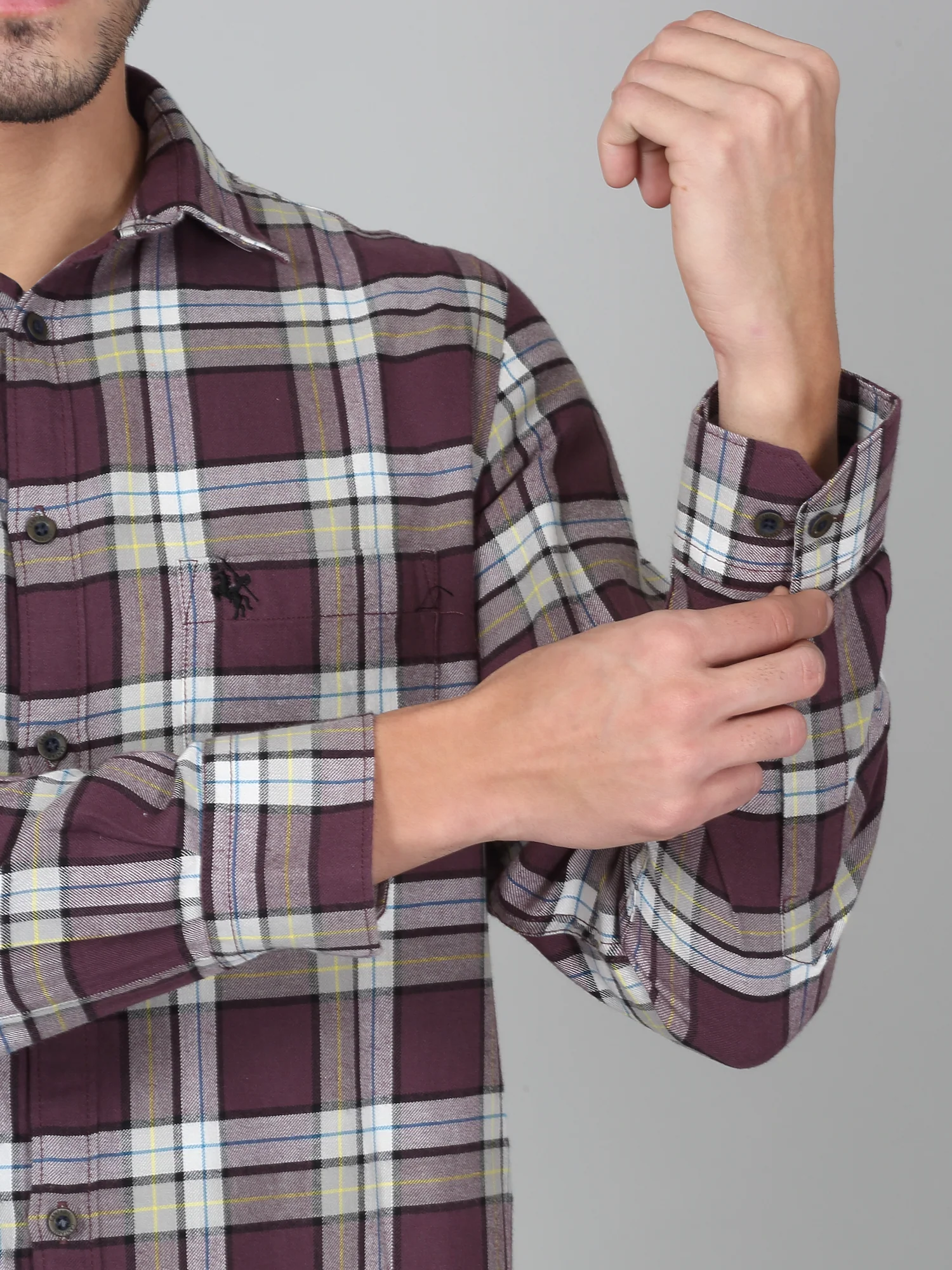 Casual Shirt for Men | Breathable & Soft with Color Fastness Regular Fit Spread Collar Neck Cotton Fabric Checkered Pattern - Image 3