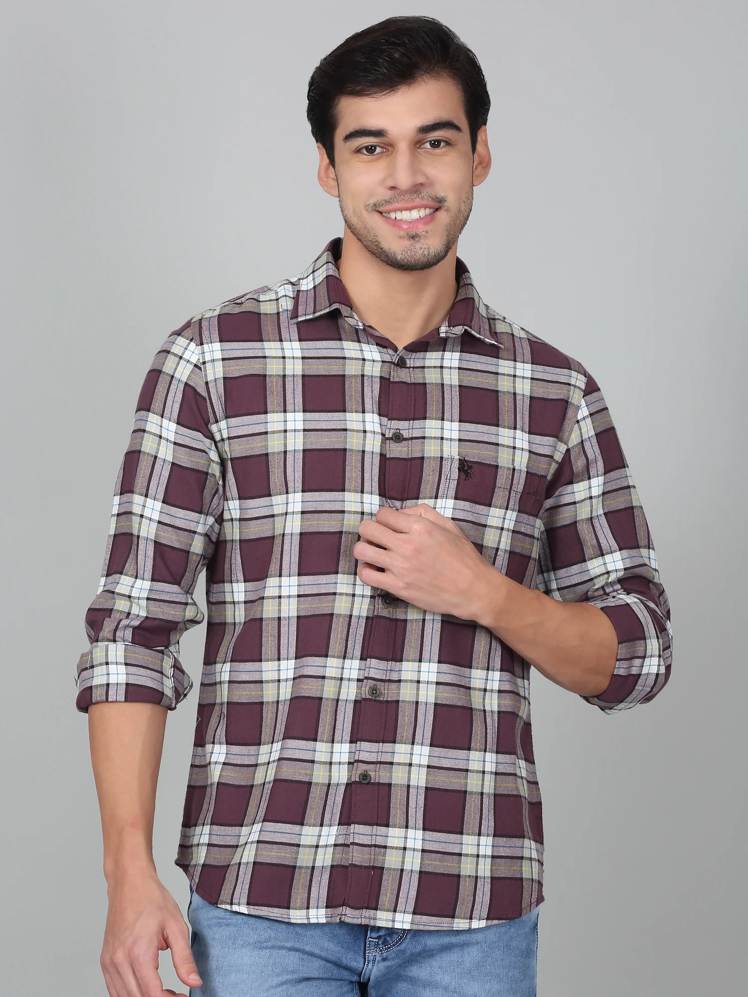 Casual Shirt for Men | Breathable & Soft with Color Fastness Regular Fit Spread Collar Neck Cotton Fabric Checkered Pattern - Image 4