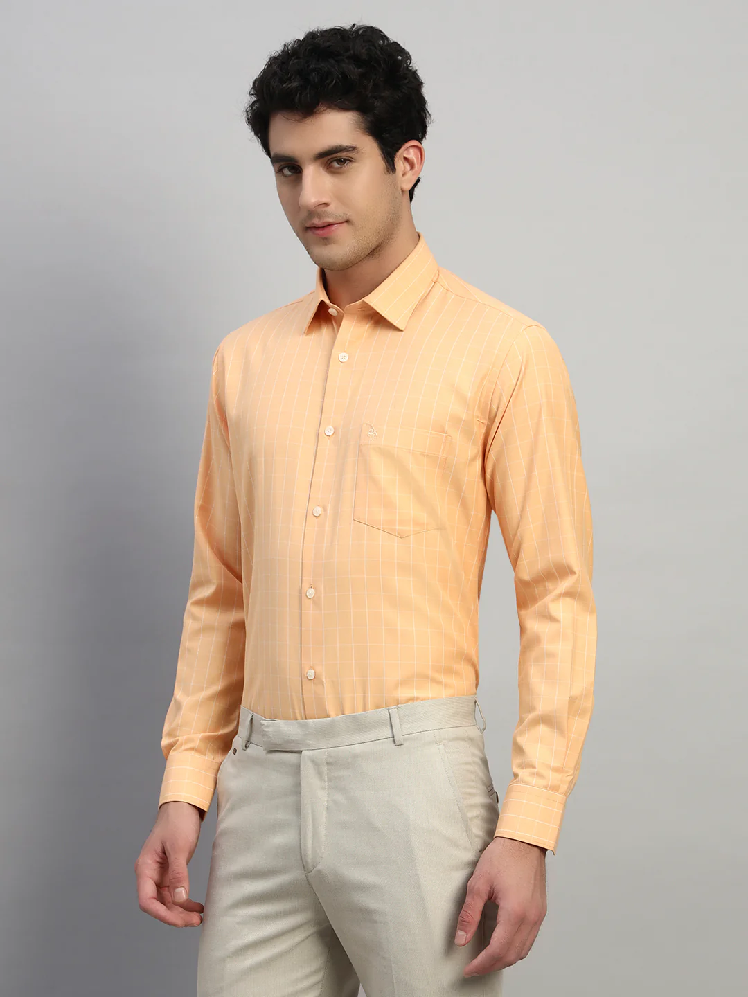 Formal Shirt for Men l Breathable & Soft with Color Fastness Regular Fit Spread Collar Neck Cotton Blend Fabric Checkered Pattern - Image 2