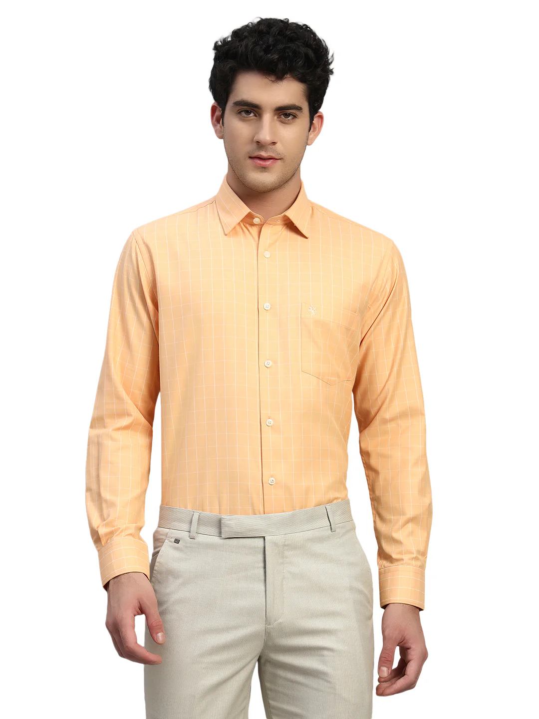 Formal Shirt for Men l Breathable & Soft with Color Fastness Regular Fit Spread Collar Neck Cotton Blend Fabric Checkered Pattern - Image 4