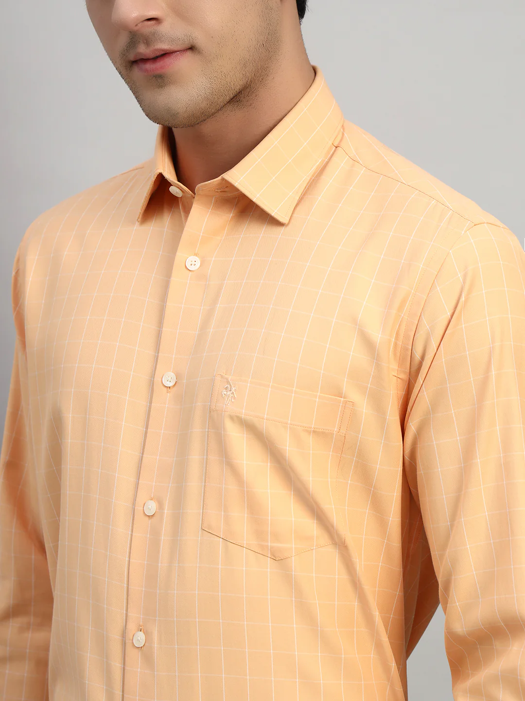 Formal Shirt for Men l Breathable & Soft with Color Fastness Regular Fit Spread Collar Neck Cotton Blend Fabric Checkered Pattern - Image 6