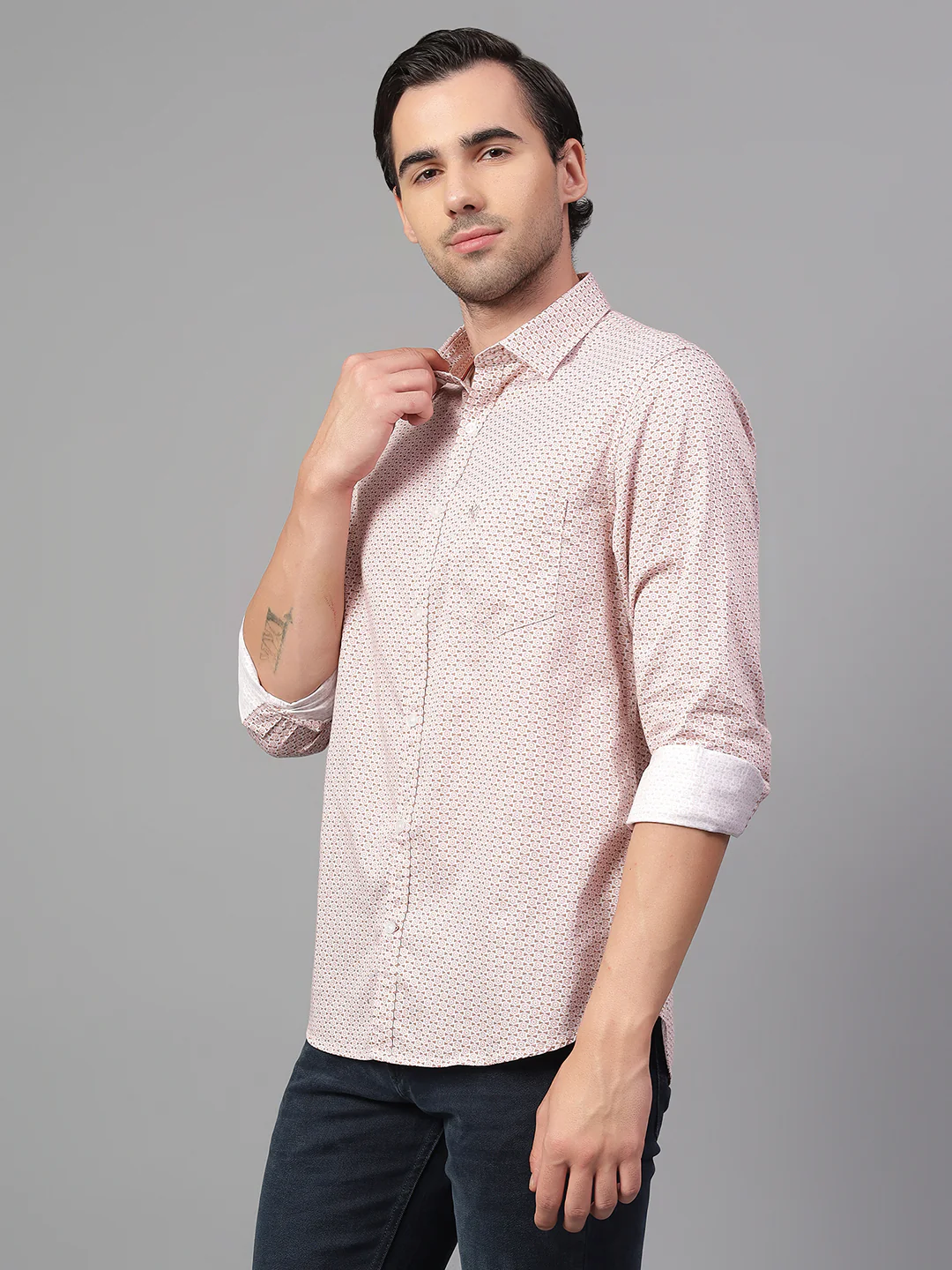 Casual Shirt for Men | Breathable & Soft with Color Fastness Regular Fit Spread Collar Neck Cotton Fabric Printed Pattern - Image 4