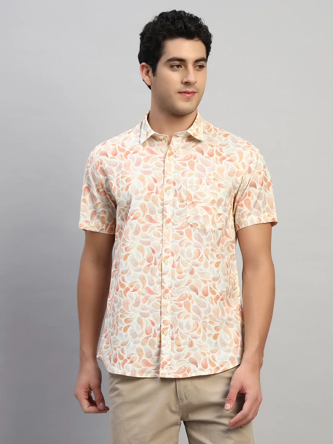 Casual Shirt for Men | Breathable & Soft with Color Fastness Regular Fit Spread Collar Neck Cotton Fabric Printed Pattern - Image 3