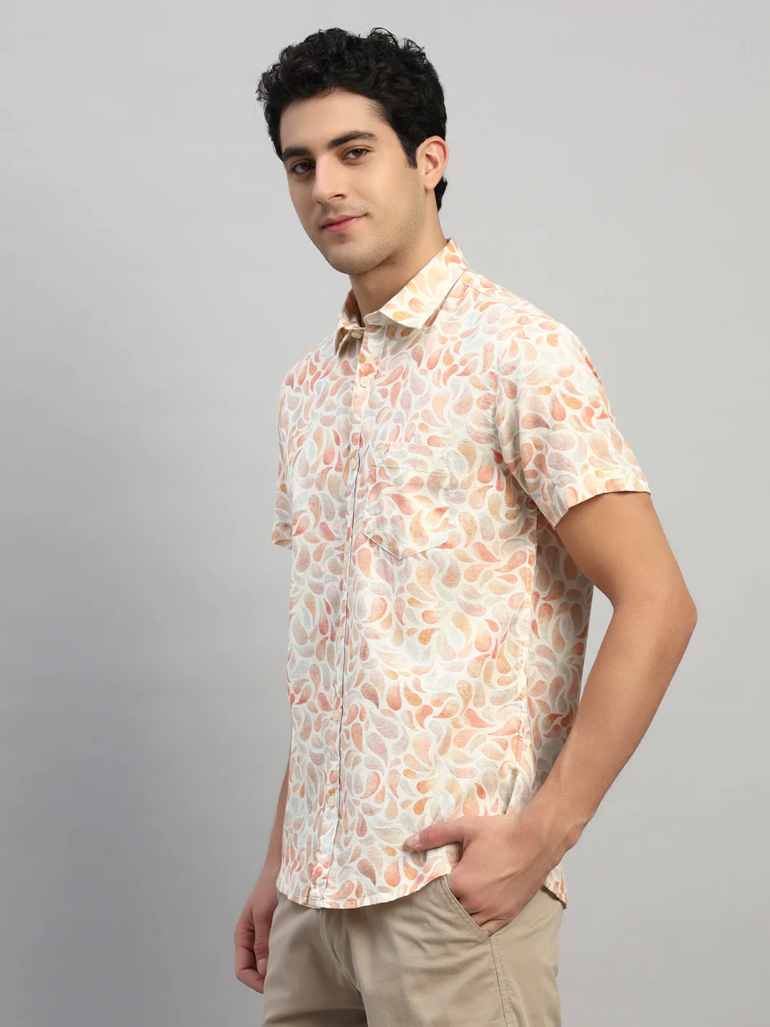 Casual Shirt for Men | Breathable & Soft with Color Fastness Regular Fit Spread Collar Neck Cotton Fabric Printed Pattern - Image 4