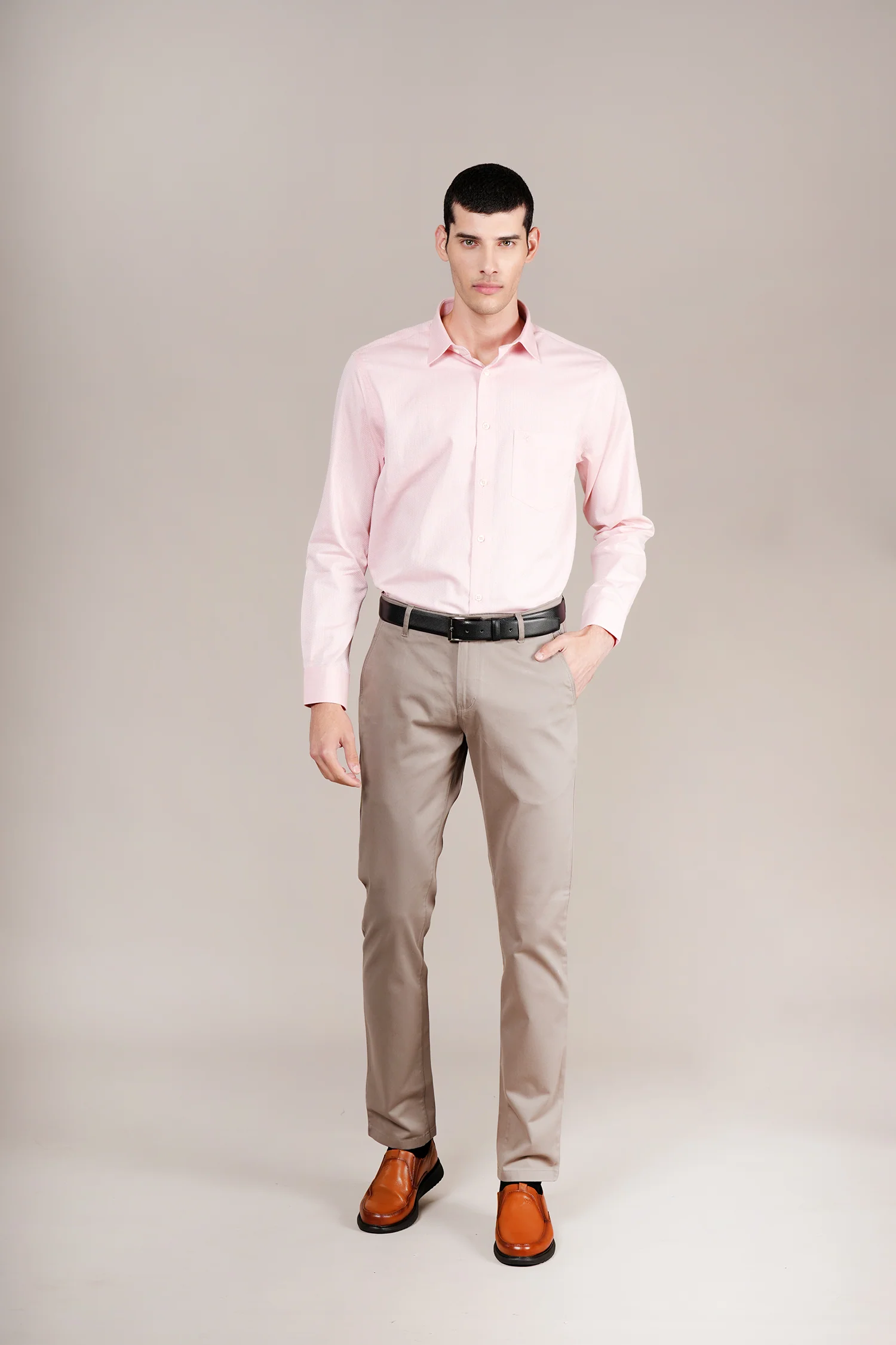 Formal Shirt for Men l Breathable & Soft with Color Fastness Regular Fit Spread Collar Neck Cotton Fabric Self Design Pattern - Image 2
