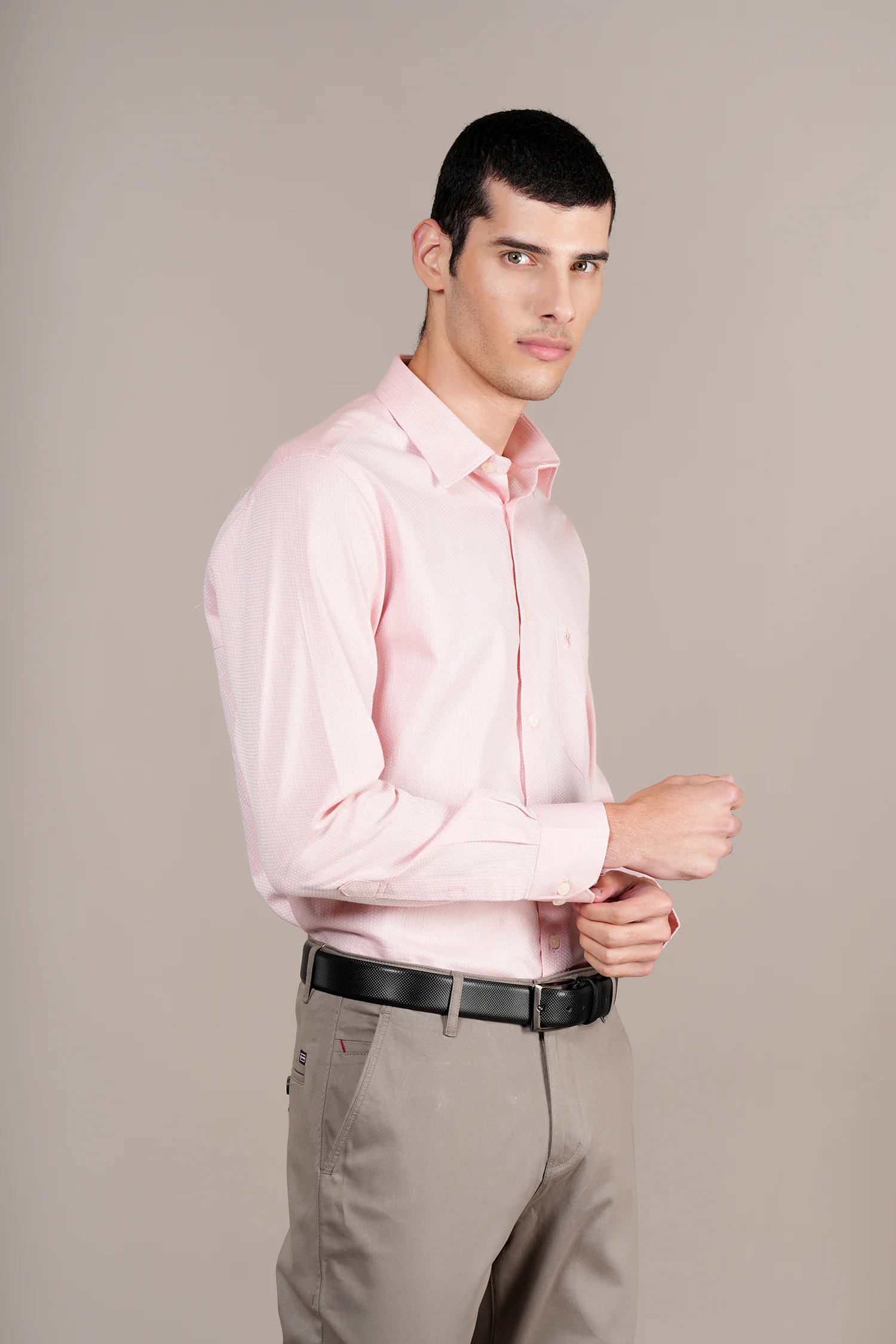 Formal Shirt for Men l Breathable & Soft with Color Fastness Regular Fit Spread Collar Neck Cotton Fabric Self Design Pattern - Image 4