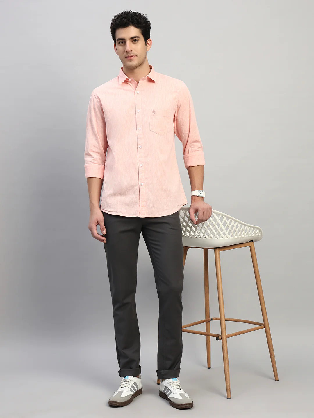 Casual Shirt for Men | Breathable & Soft with Color Fastness Regular Fit Spread Collar Neck Cotton Fabric Self Design Pattern - Image 8