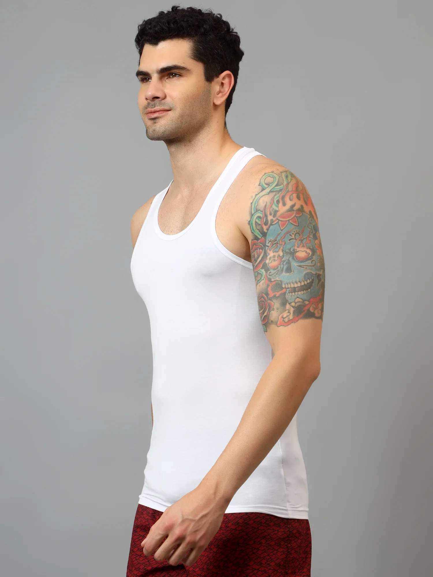 Men's Pack of 1 White U Neck Vest - Image 4
