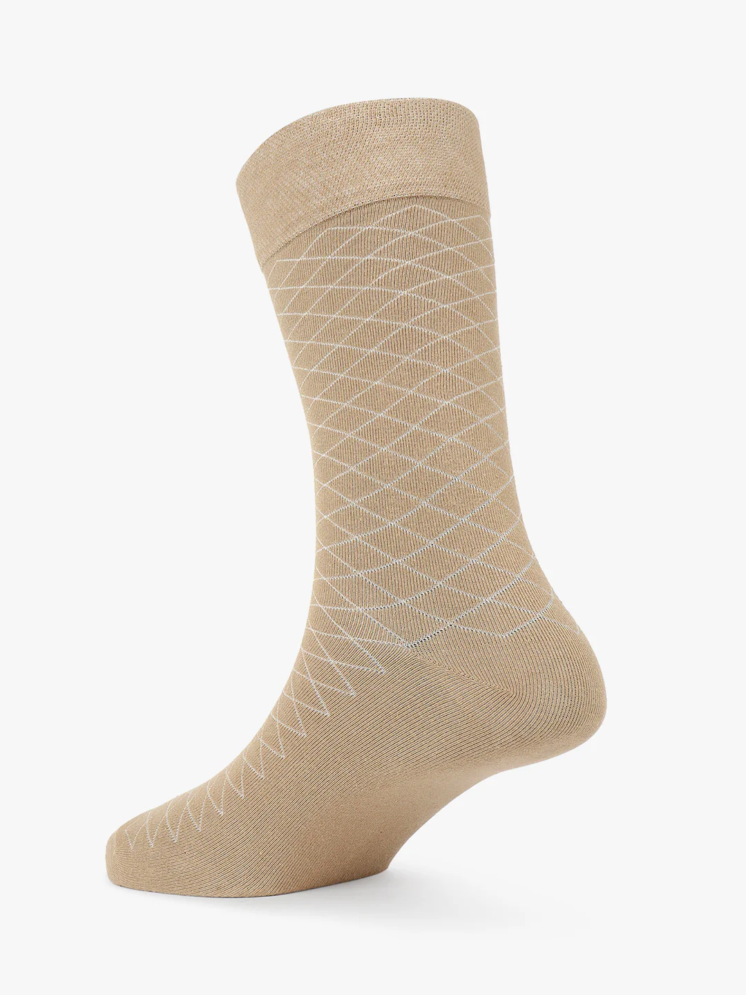 Men's Pack Of 5 Beige Crew Length Printed Casual Socks - Image 6