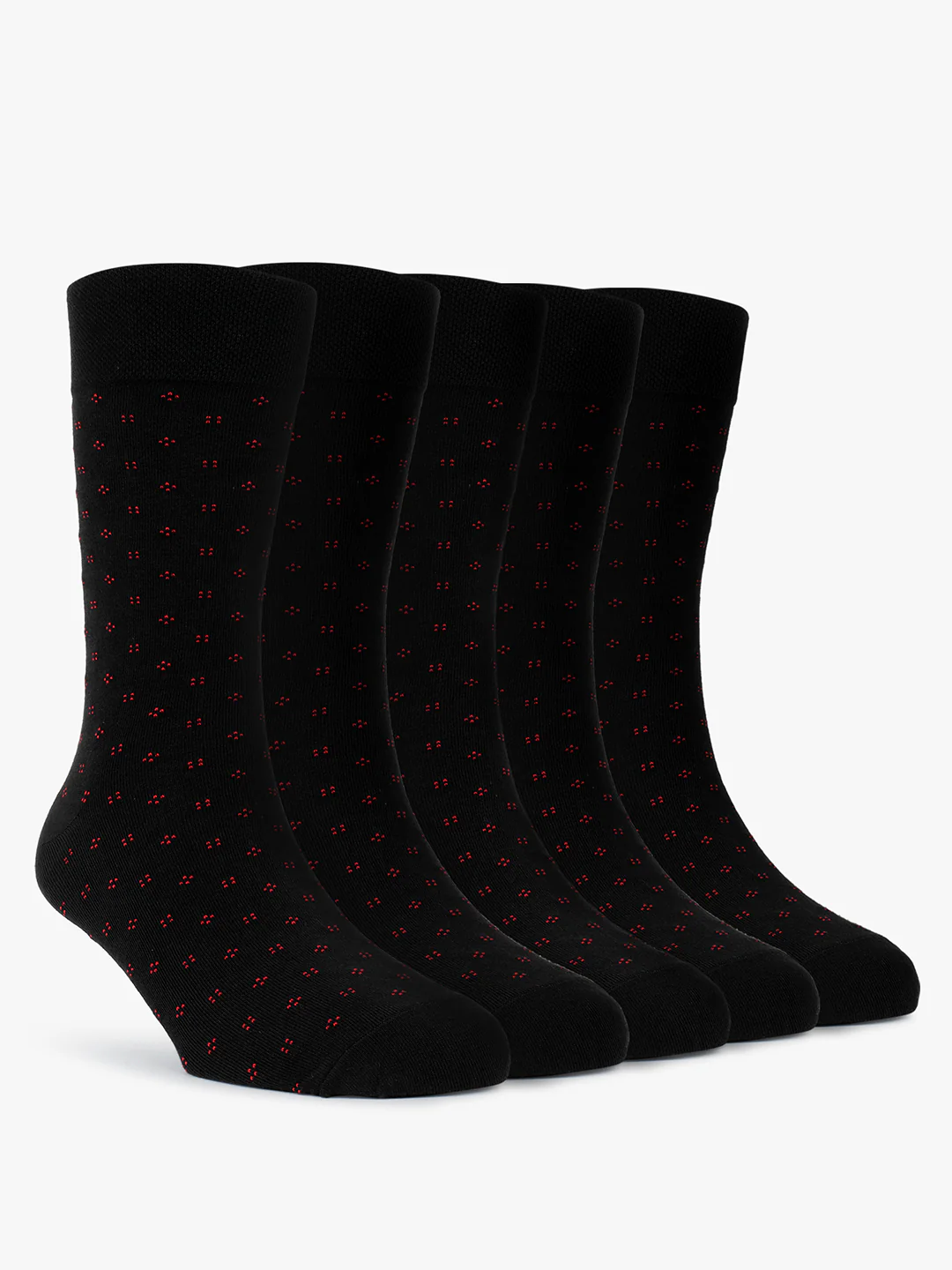 Men's Pack Of 5 Black Crew Length Printed Casual Socks - Image 7