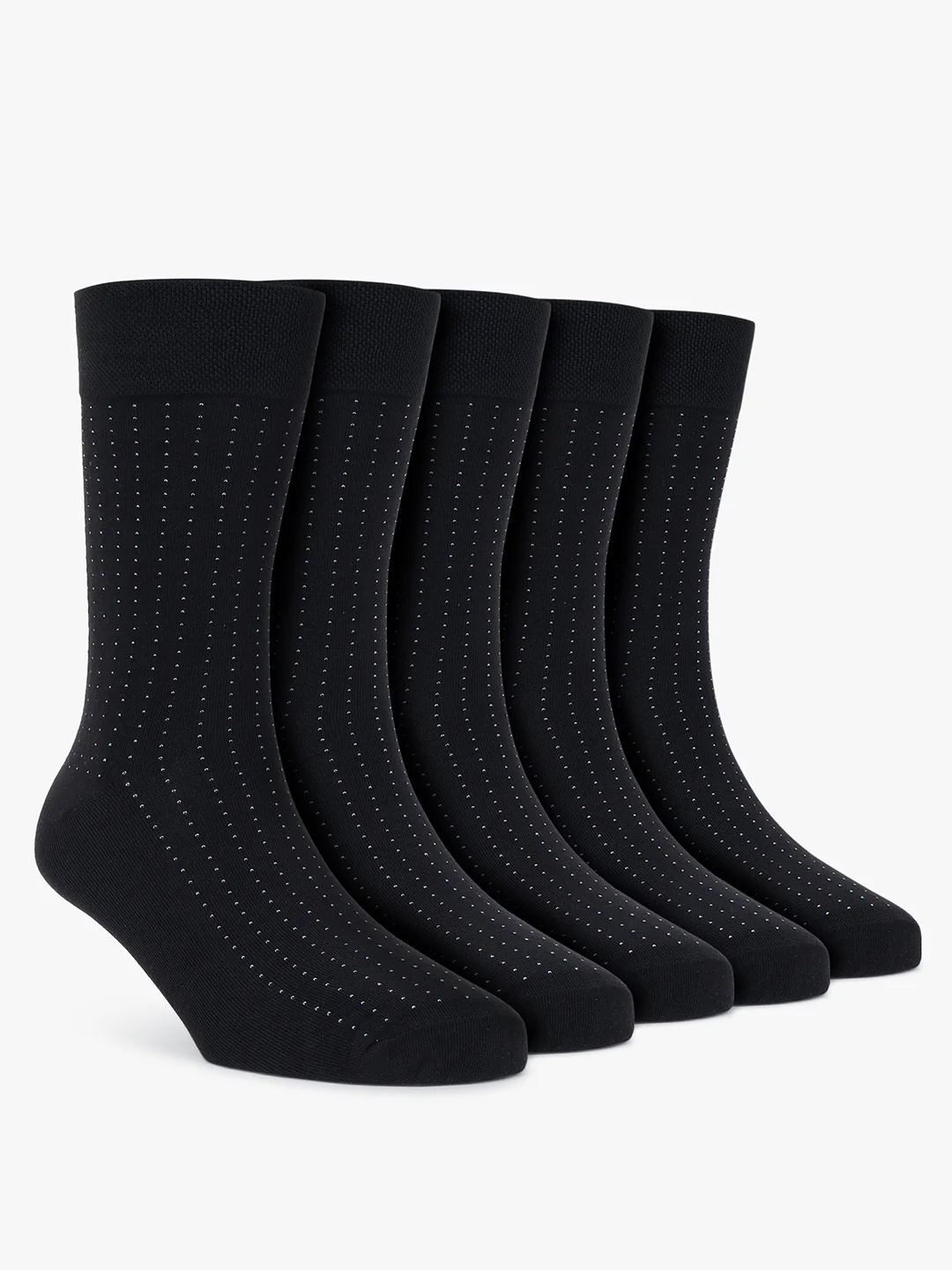 Men's Pack Of 5 Black Crew Length Printed Casual Socks - Image 5