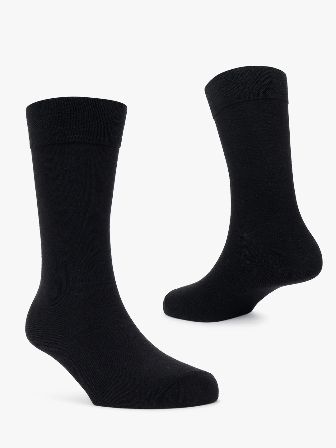 Men's Pack Of 5 Black Crew Length Solid Casual Socks - Image 2