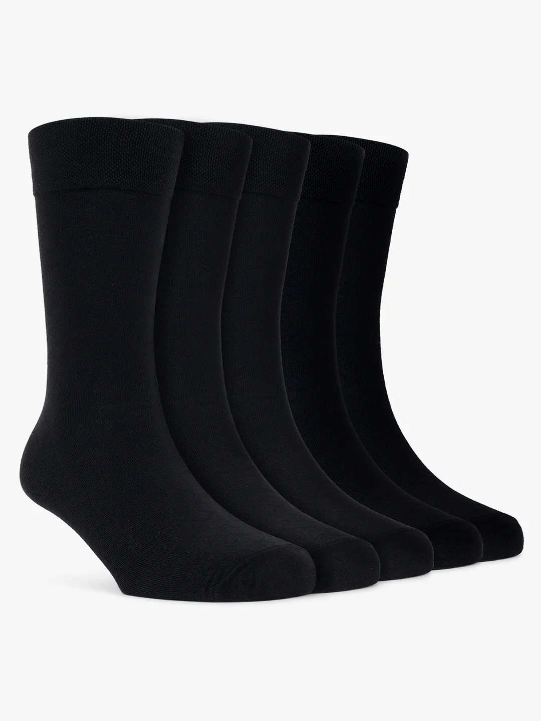 Men's Pack Of 5 Black Crew Length Solid Casual Socks - Image 7