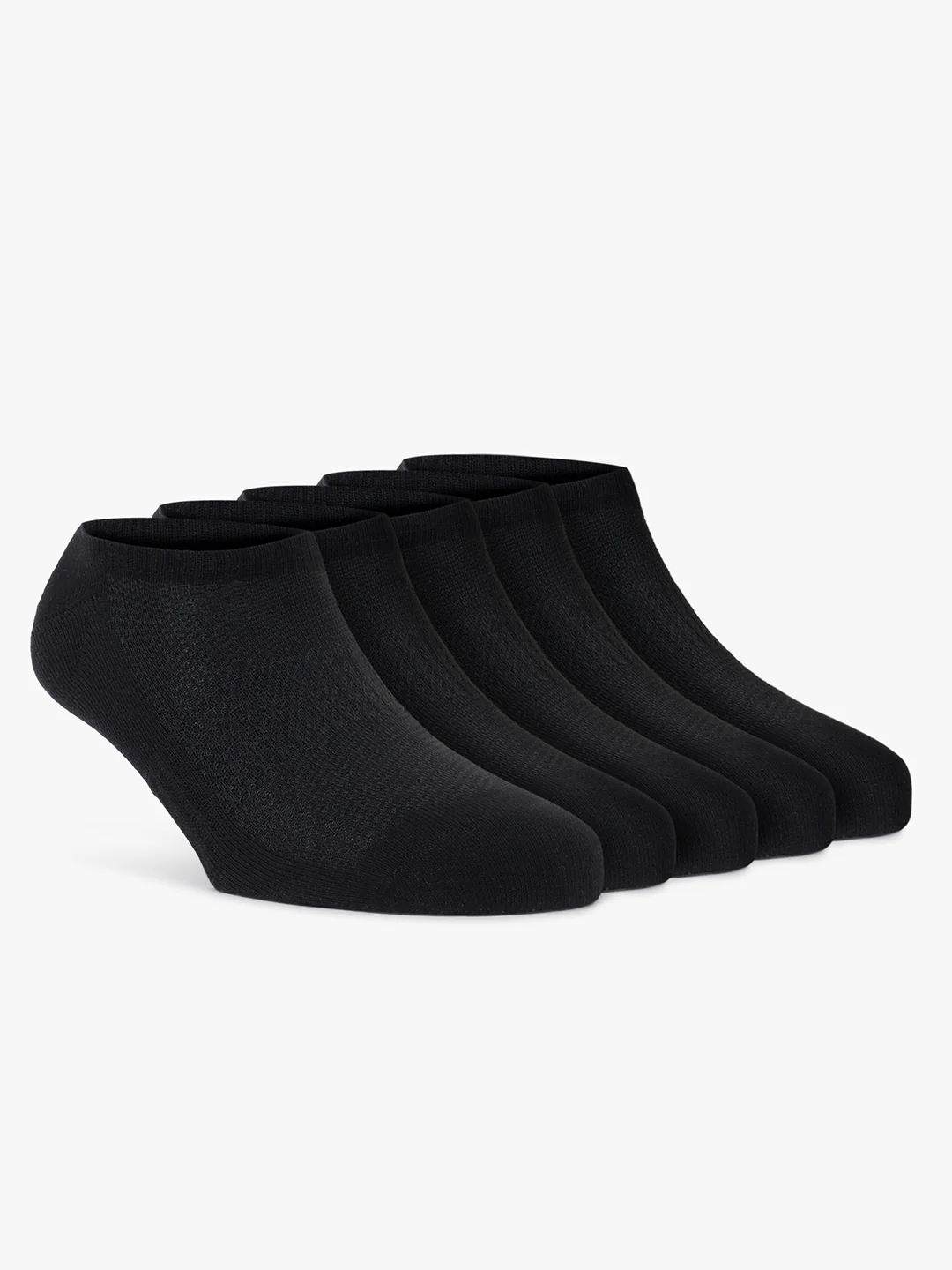 Men's Pack Of 5 Black No Show Length Self Design Casual Socks - Image 7