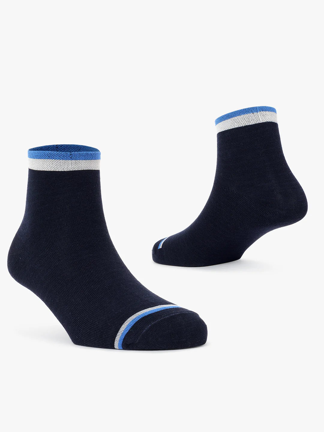 Men's Pack Of 5 Blue Ankle Length Colour Blocked Casual Socks - Image 2