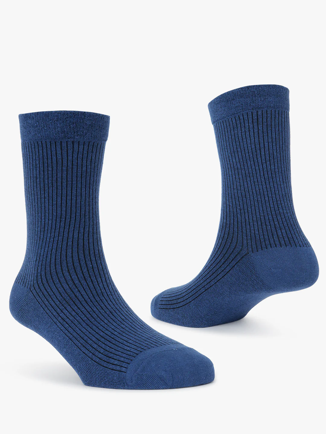Men's Pack Of 5 Blue Crew Length Stripes Casual Socks - Image 2