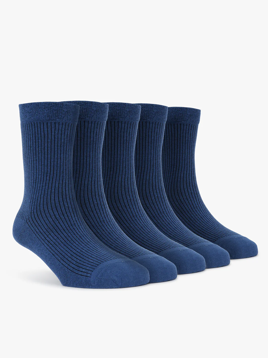 Men's Pack Of 5 Blue Crew Length Stripes Casual Socks - Image 7