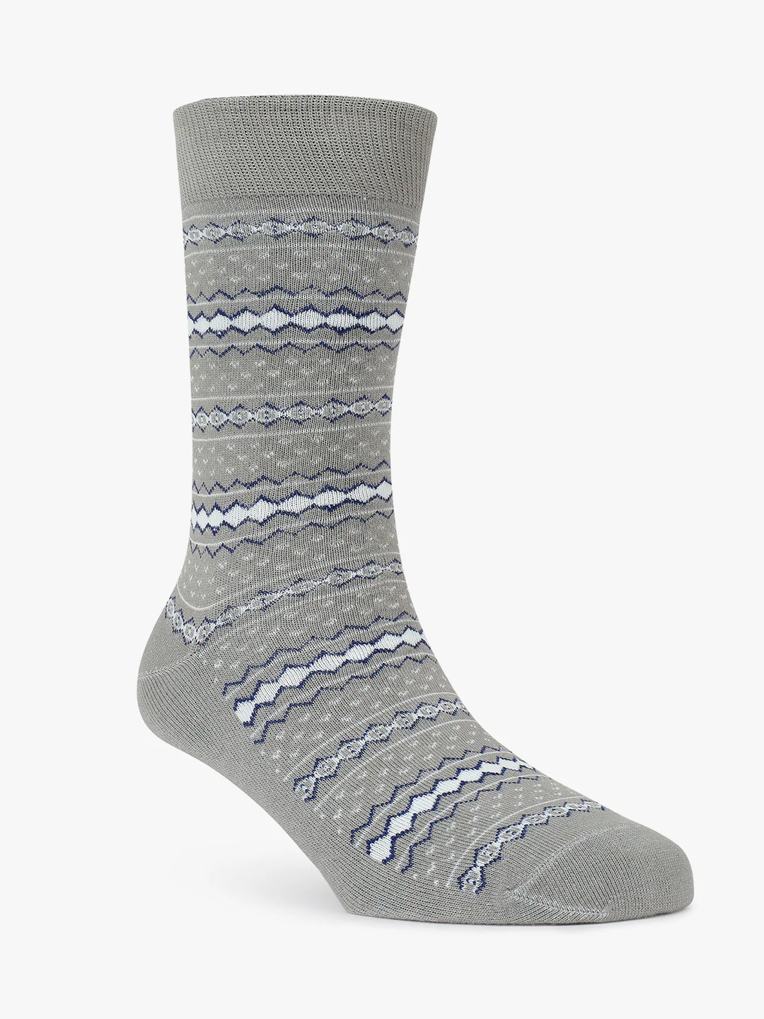 Men's Pack Of 5 Grey Crew Length Printed Casual Socks - Image 3