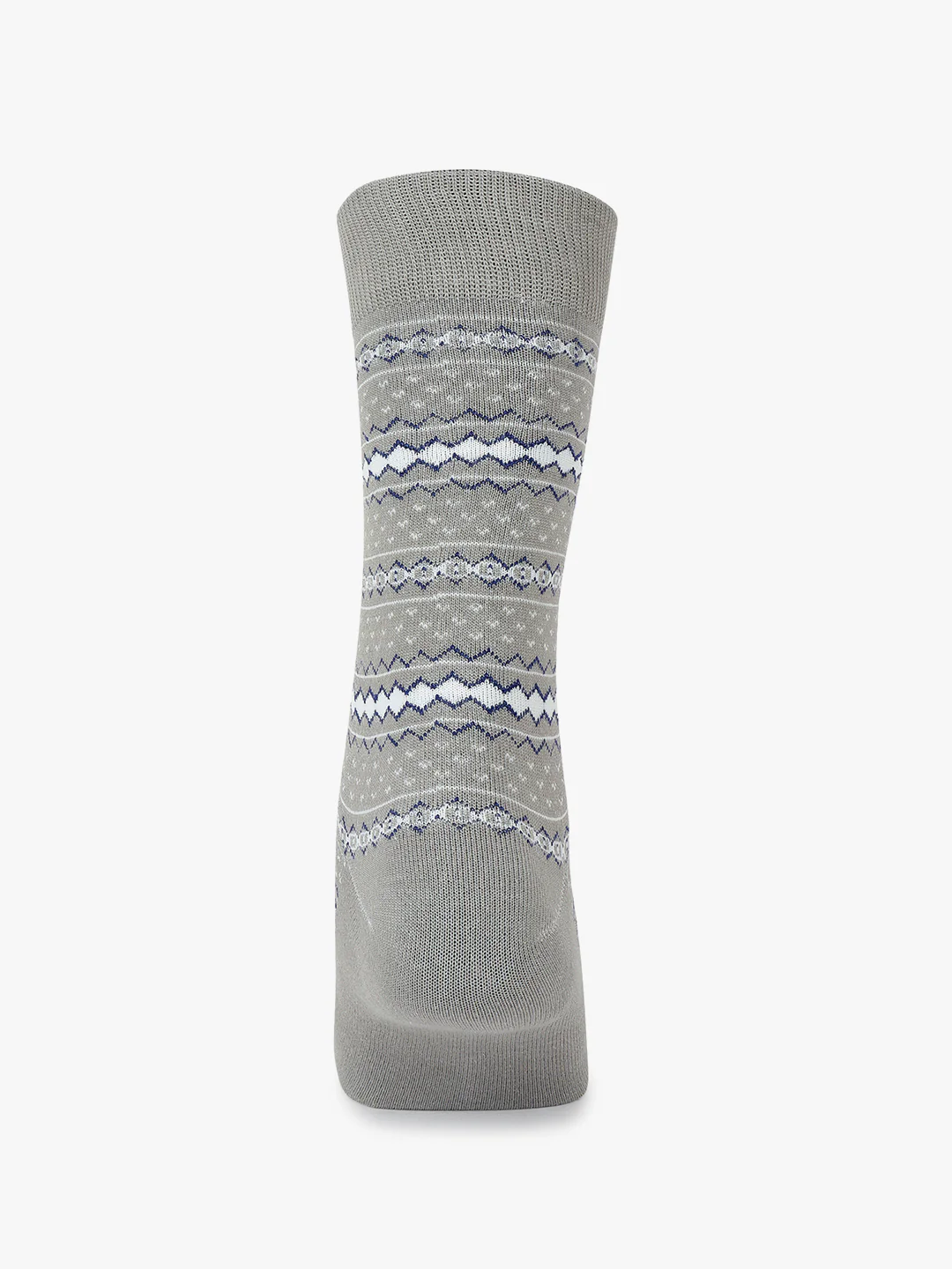 Men's Pack Of 5 Grey Crew Length Printed Casual Socks - Image 5