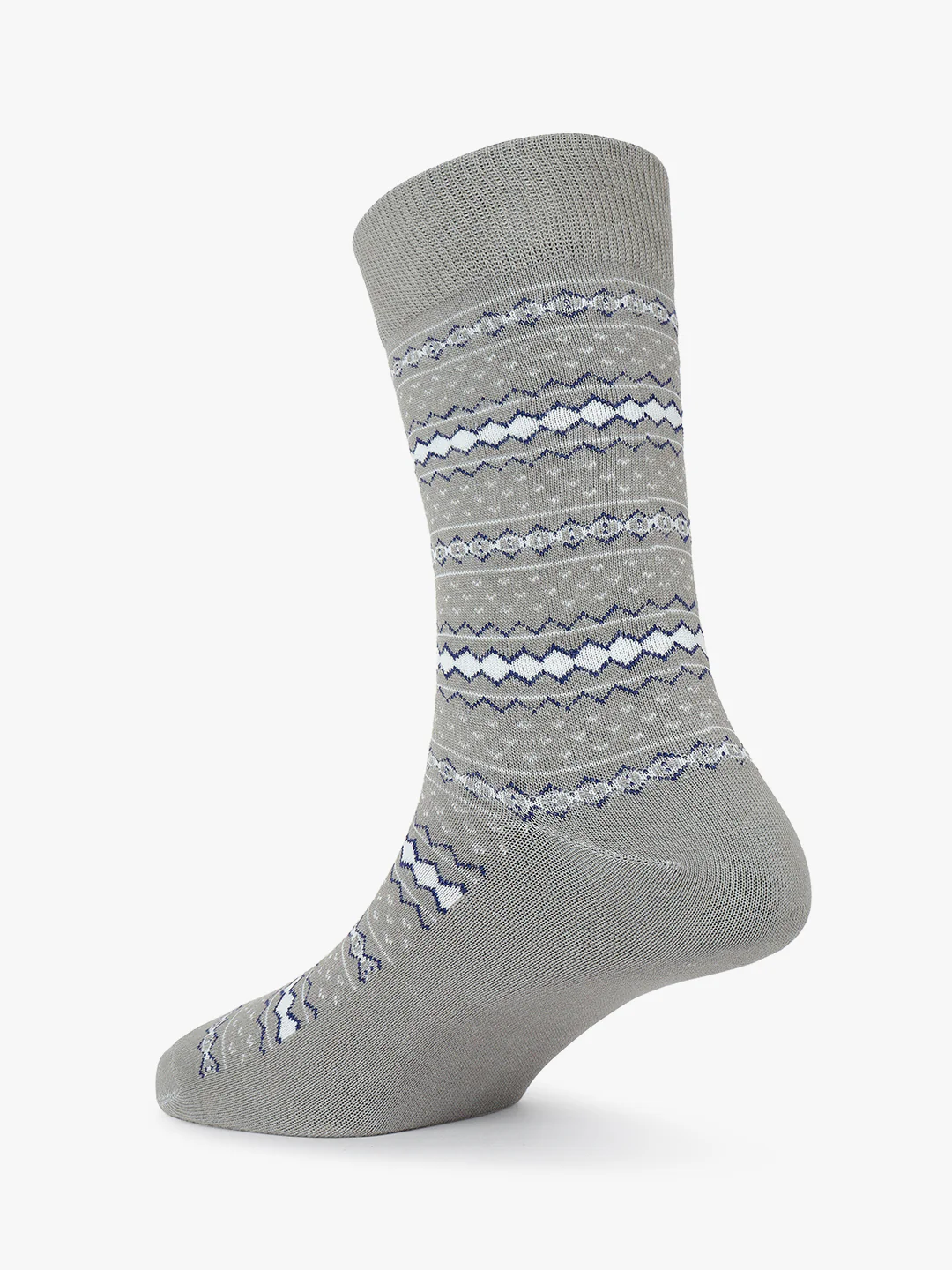 Men's Pack Of 5 Grey Crew Length Printed Casual Socks - Image 6