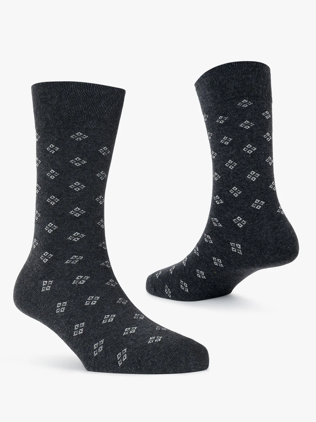 Men's Pack Of 5 Grey Crew Length Printed Casual Socks - Image 2