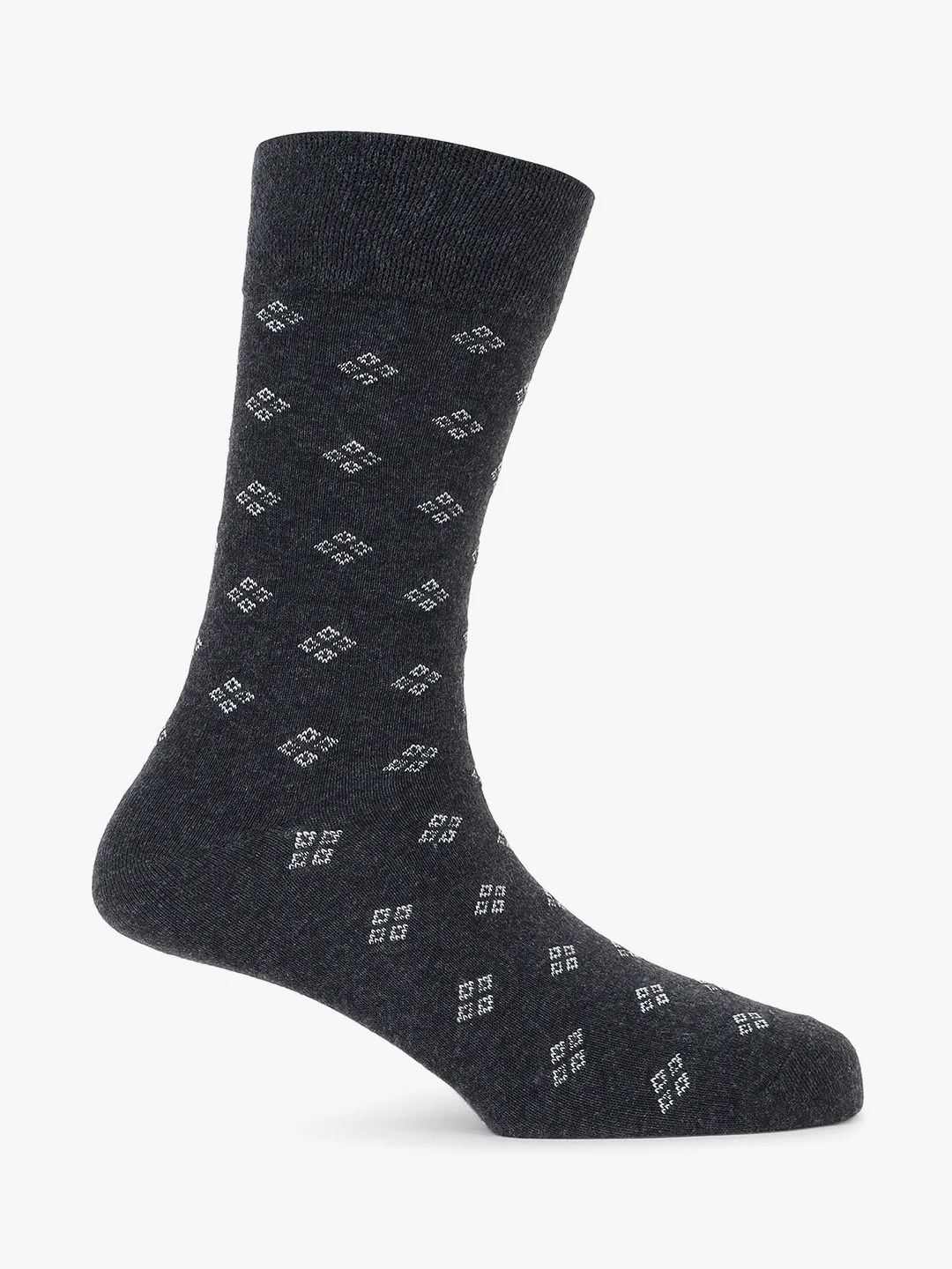 Men's Pack Of 5 Grey Crew Length Printed Casual Socks - Image 4