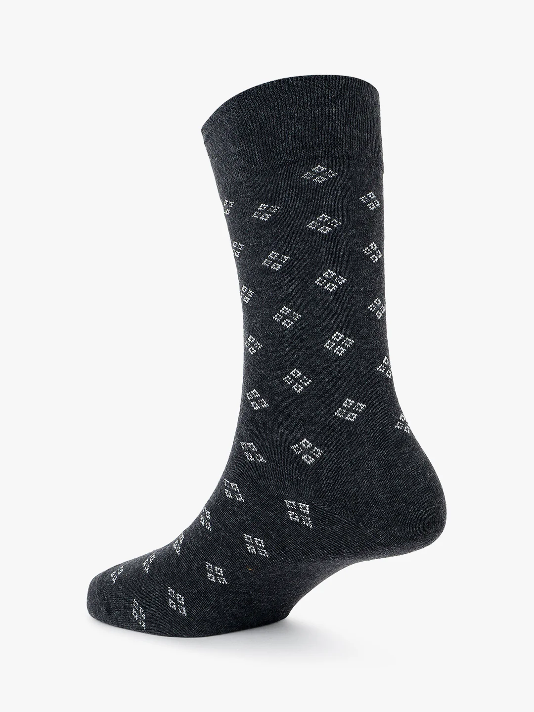 Men's Pack Of 5 Grey Crew Length Printed Casual Socks - Image 6