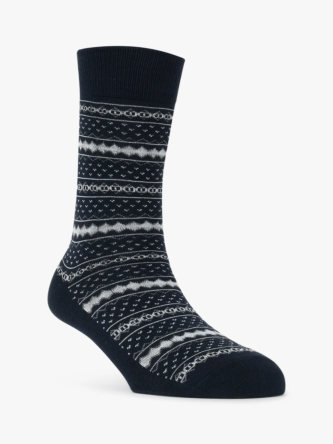 Men's Pack Of 5 Navy Blue Crew Length Printed Casual Socks - Image 3