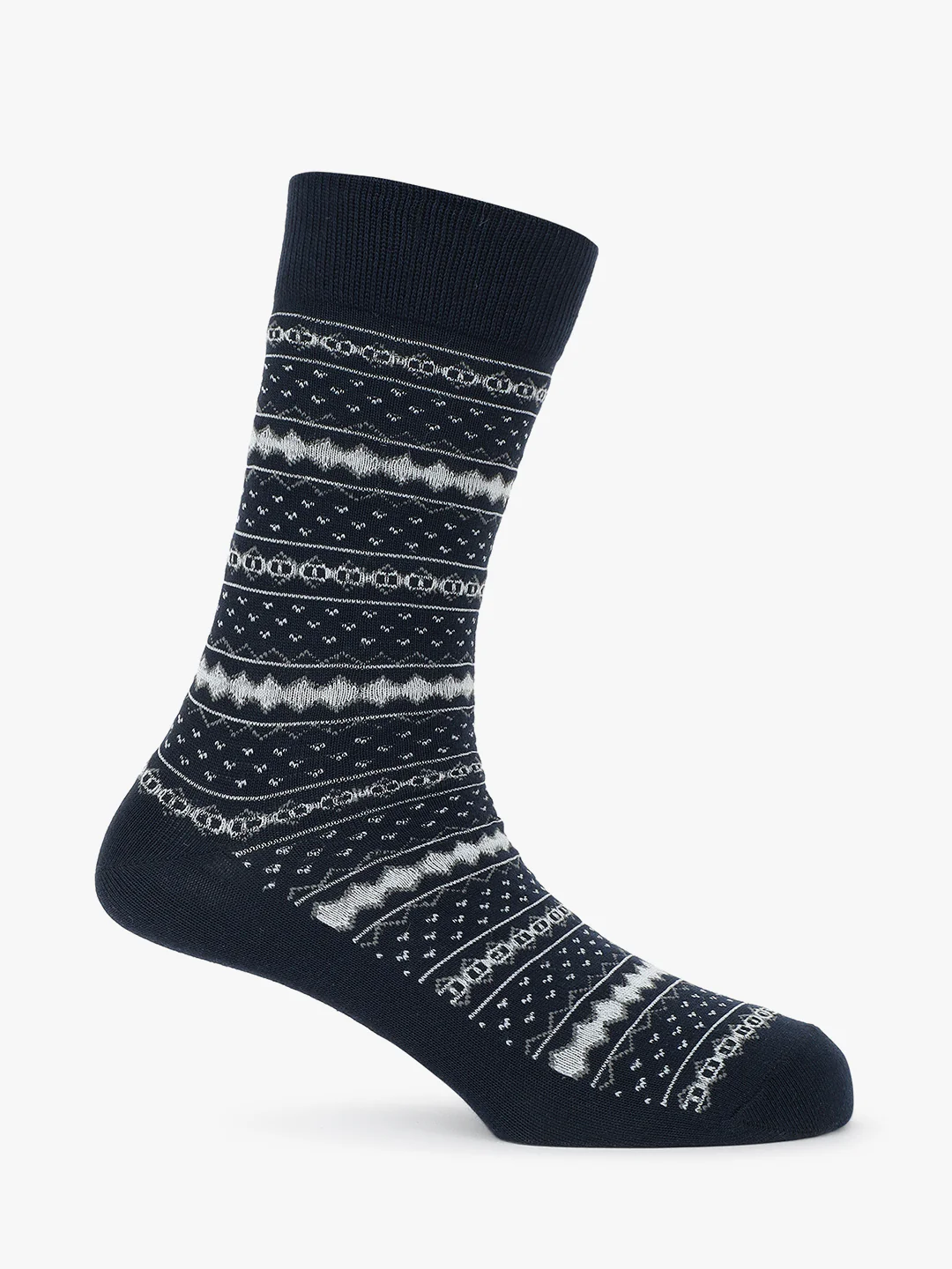 Men's Pack Of 5 Navy Blue Crew Length Printed Casual Socks - Image 4