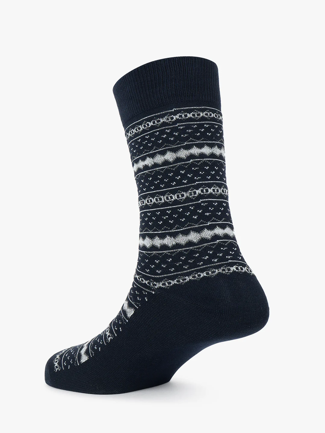 Men's Pack Of 5 Navy Blue Crew Length Printed Casual Socks - Image 6