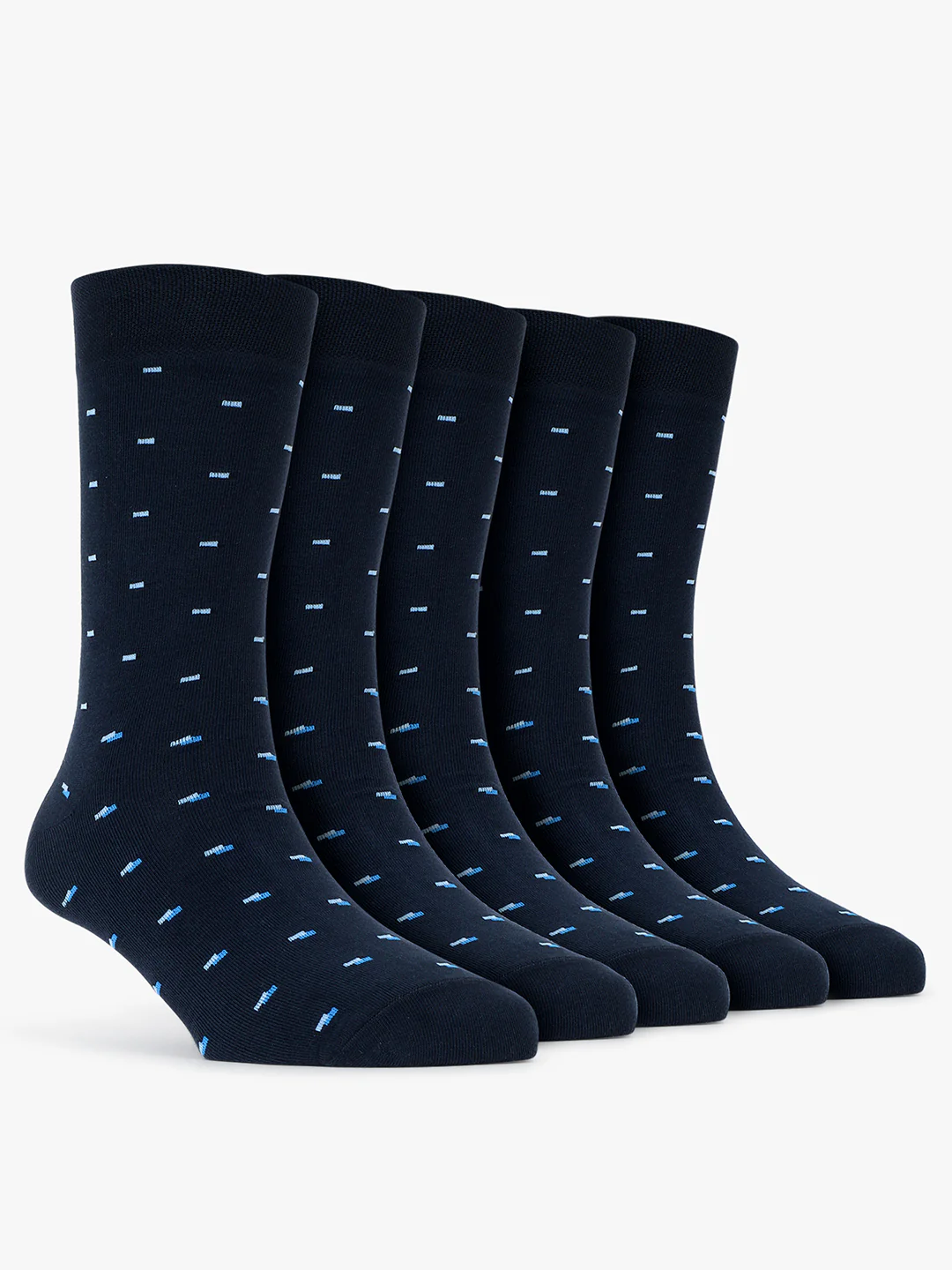 Men's Pack Of 5 Navy Blue Crew Length Printed Casual Socks - Image 7