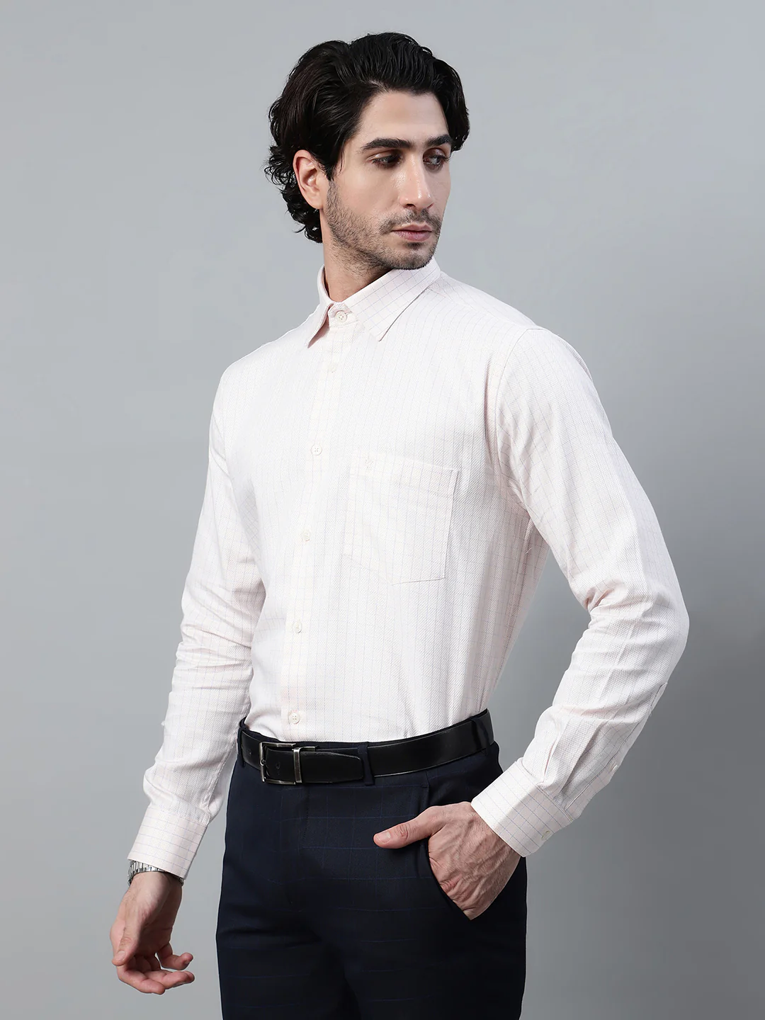 Formal Shirt for Men l Breathable & Soft with Color Fastness Regular Fit Spread Collar Neck Cotton Fabric Checkered Pattern - Image 3