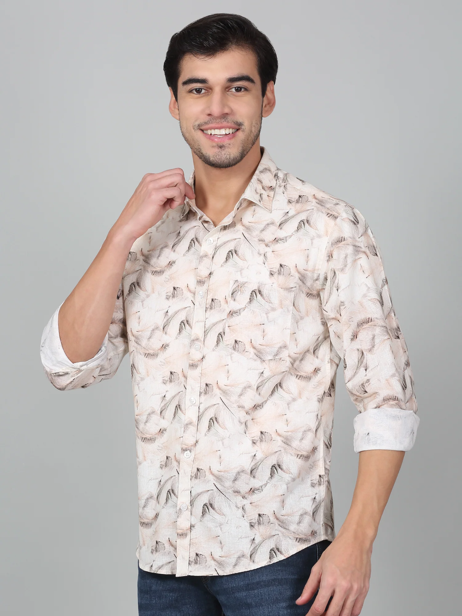 Casual Shirt for Men | Breathable & Soft with Color Fastness Regular Fit Spread Collar Neck Cotton Fabric Printed Pattern - Image 4