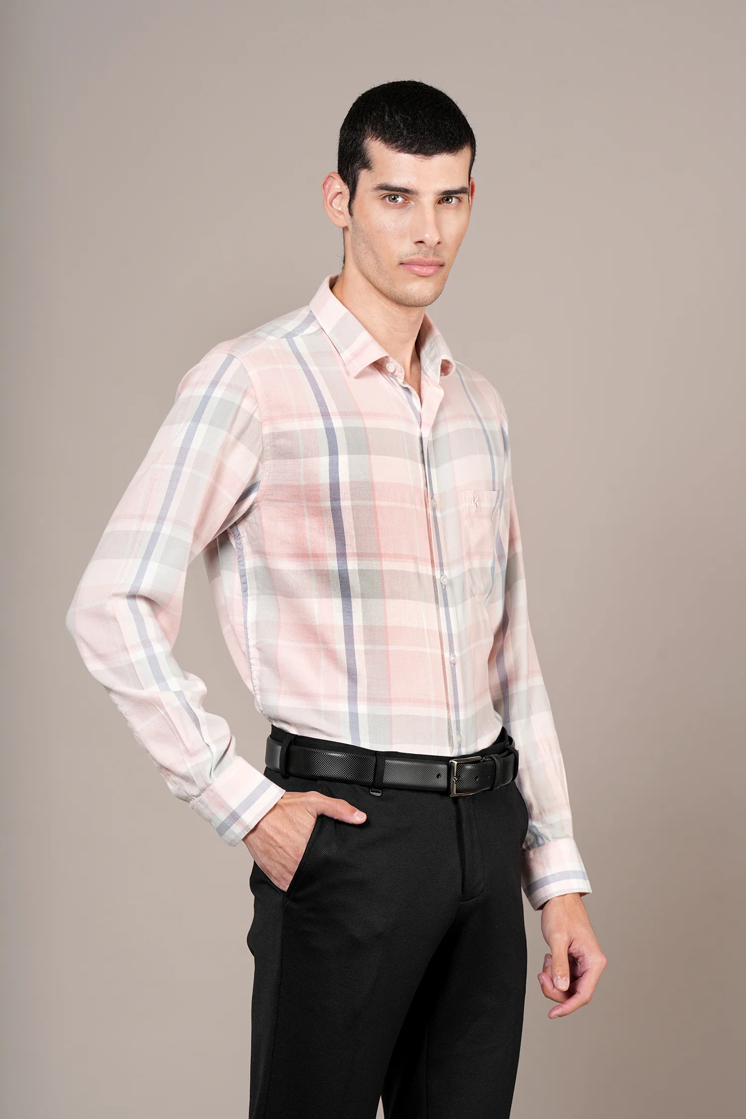 Casual Shirt for Men | Breathable & Soft with Color Fastness Regular Fit Spread Collar Neck Viscose Fabric Checkered Pattern - Image 4