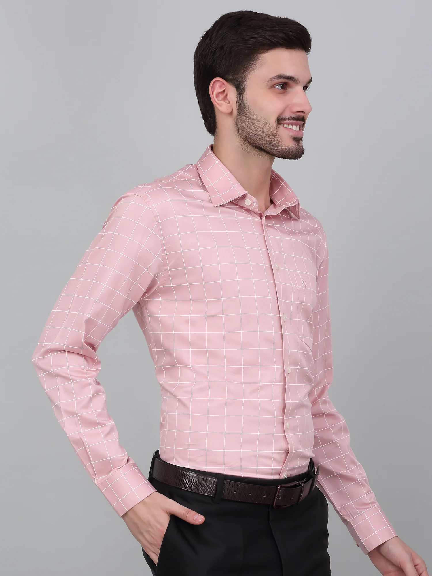 Formal Shirt for Men l Breathable & Soft with Color Fastness Regular Fit Spread Collar Neck Cotton Fabric Checkered Pattern - Image 3