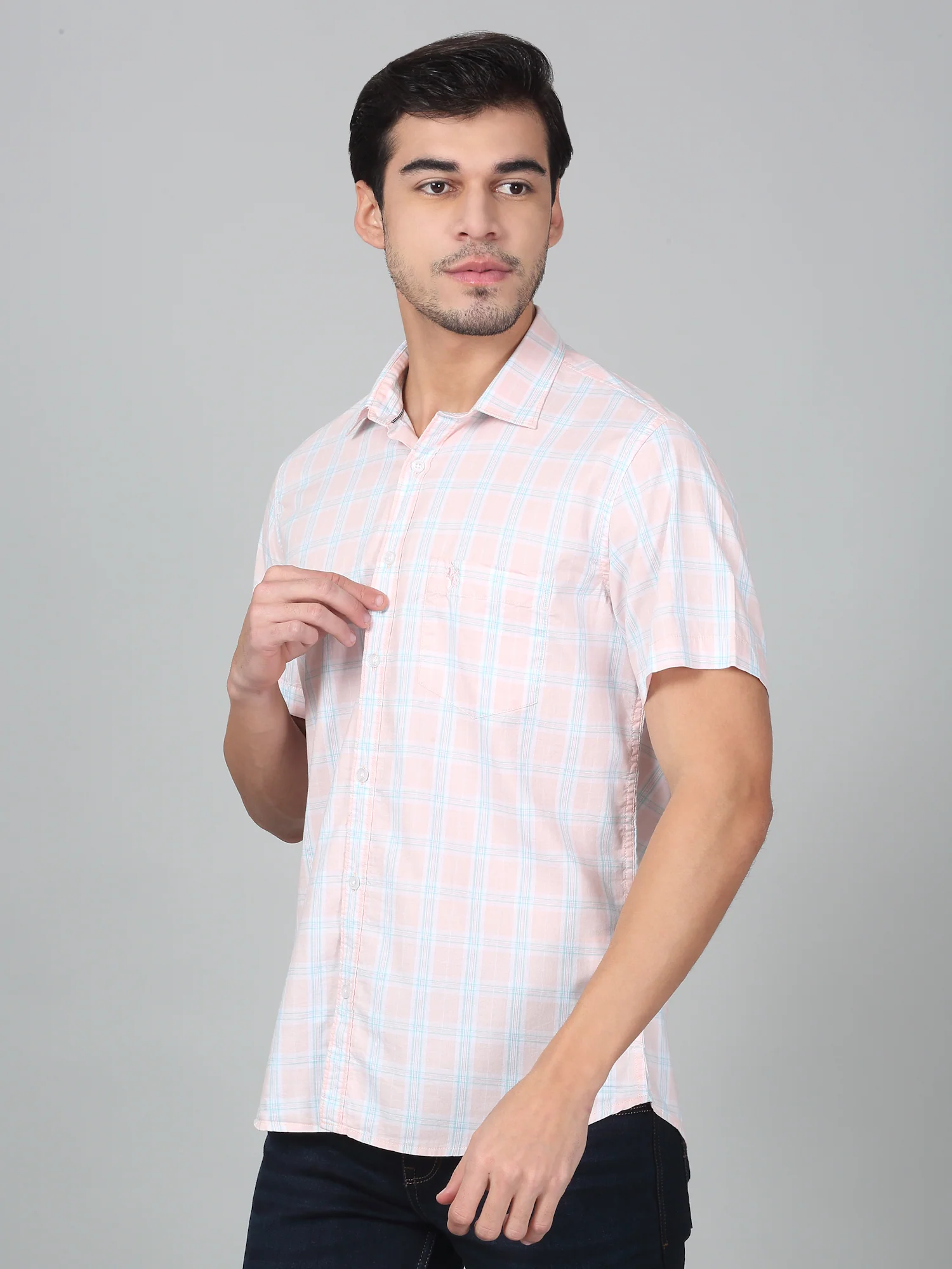 Casual Shirt for Men | Breathable & Soft with Color Fastness Regular Fit Spread Collar Neck Cotton Fabric Checkered Pattern - Image 2