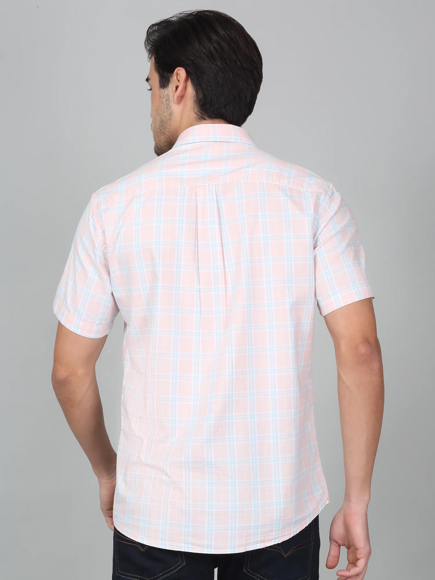 Casual Shirt for Men | Breathable & Soft with Color Fastness Regular Fit Spread Collar Neck Cotton Fabric Checkered Pattern - Image 4