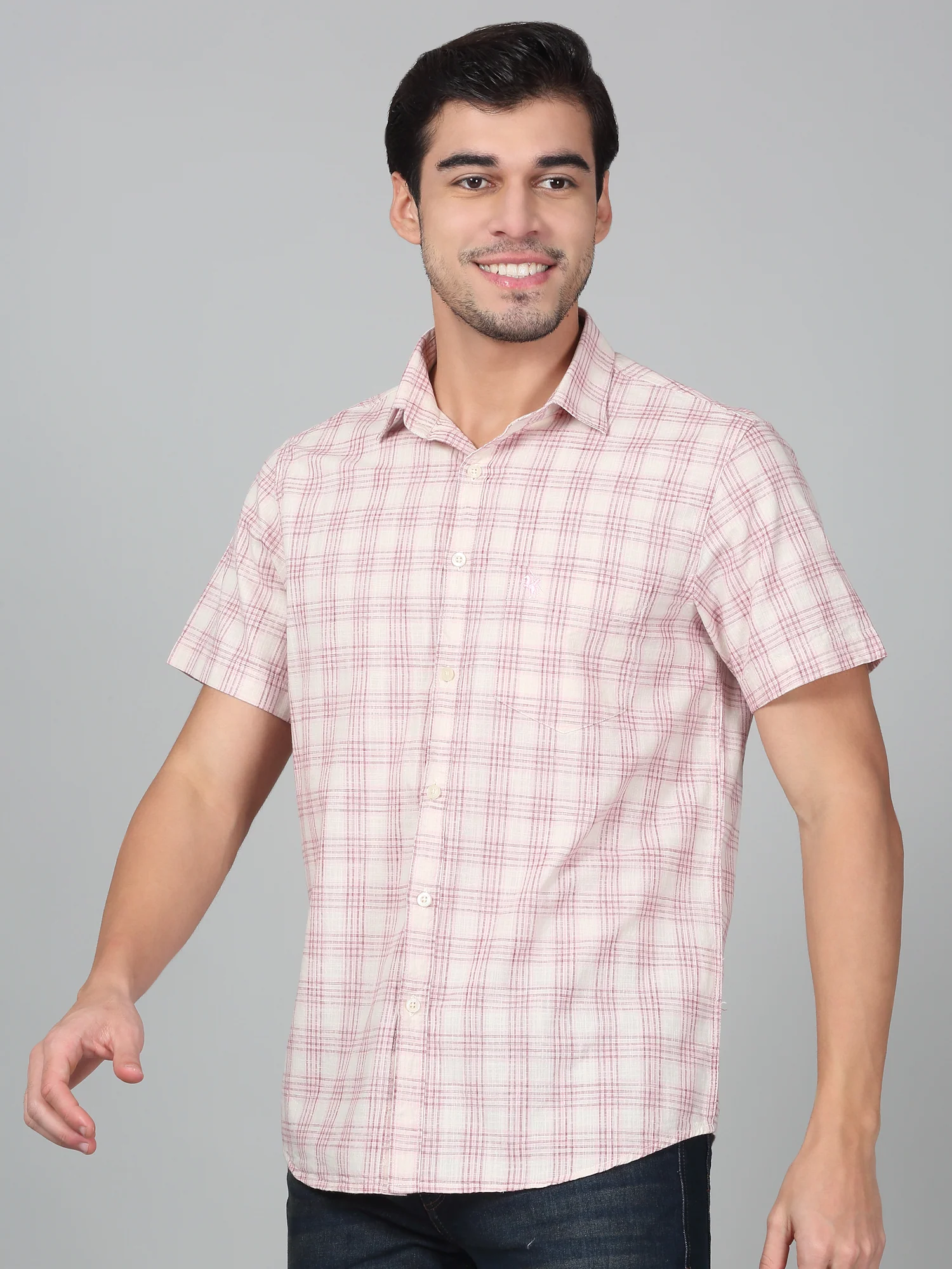 Casual Shirt for Men | Breathable & Soft with Color Fastness Regular Fit Spread Collar Neck Cotton Fabric Checkered Pattern - Image 3