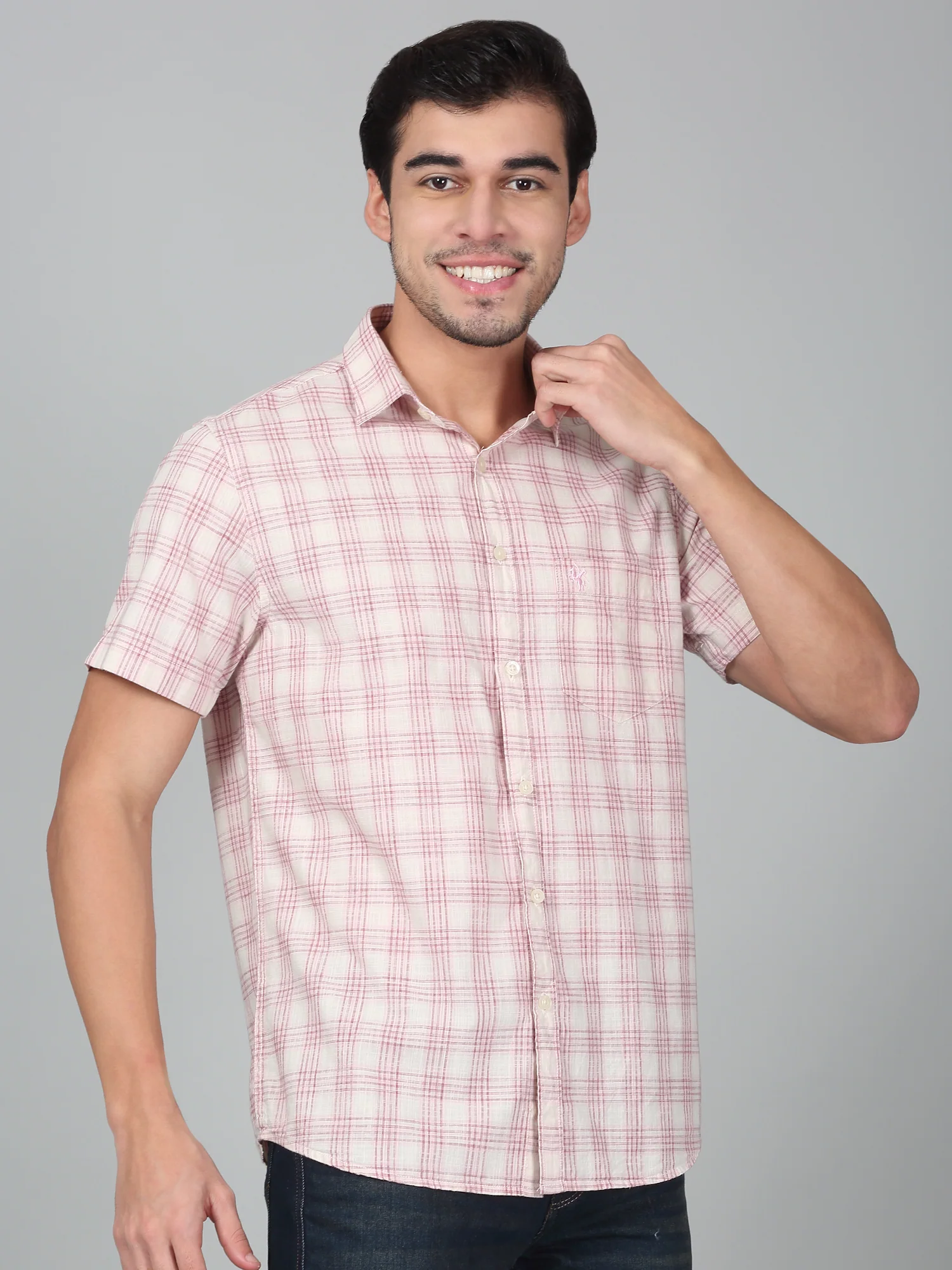 Casual Shirt for Men | Breathable & Soft with Color Fastness Regular Fit Spread Collar Neck Cotton Fabric Checkered Pattern - Image 4
