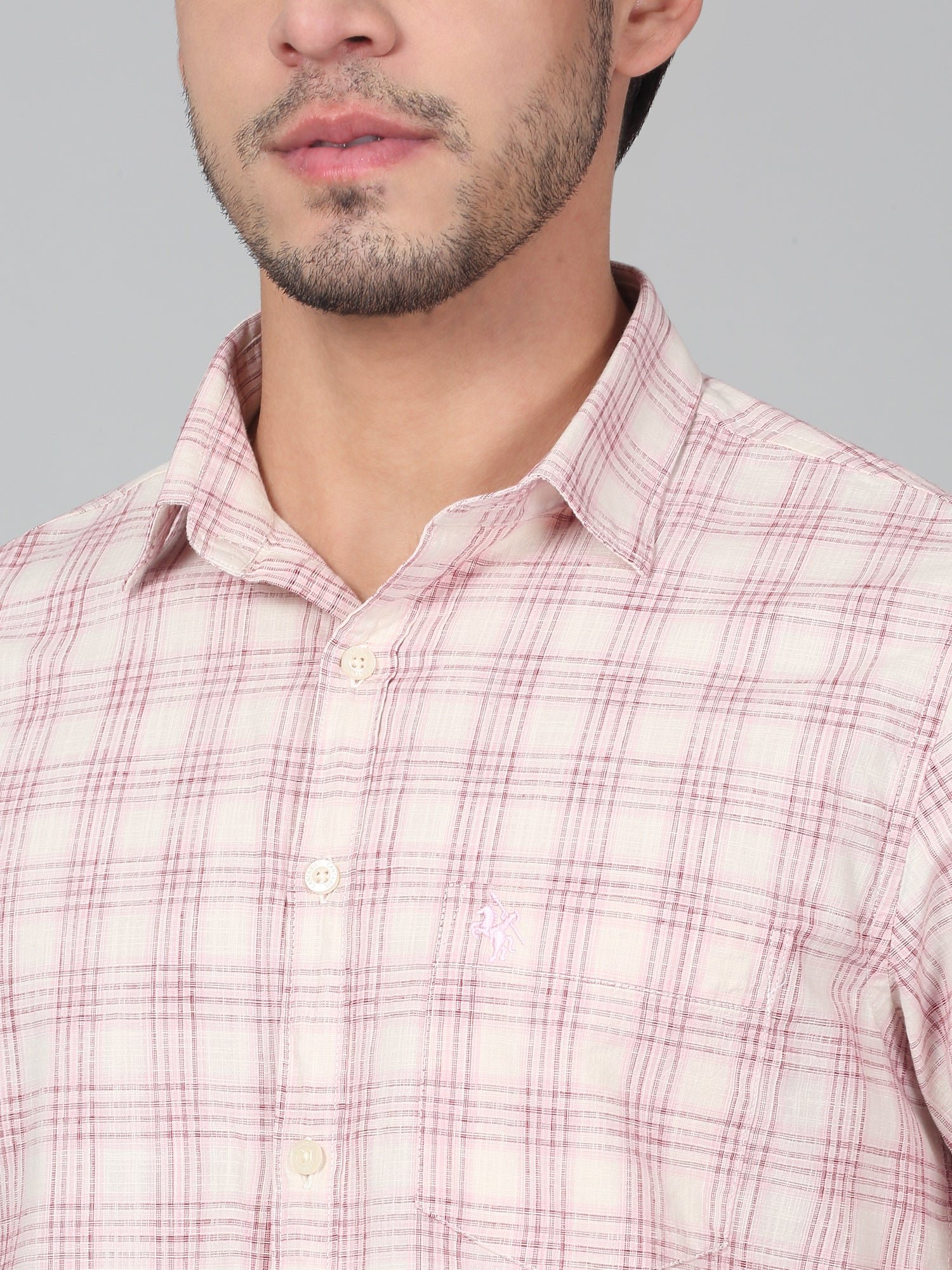 Casual Shirt for Men | Breathable & Soft with Color Fastness Regular Fit Spread Collar Neck Cotton Fabric Checkered Pattern - Image 5