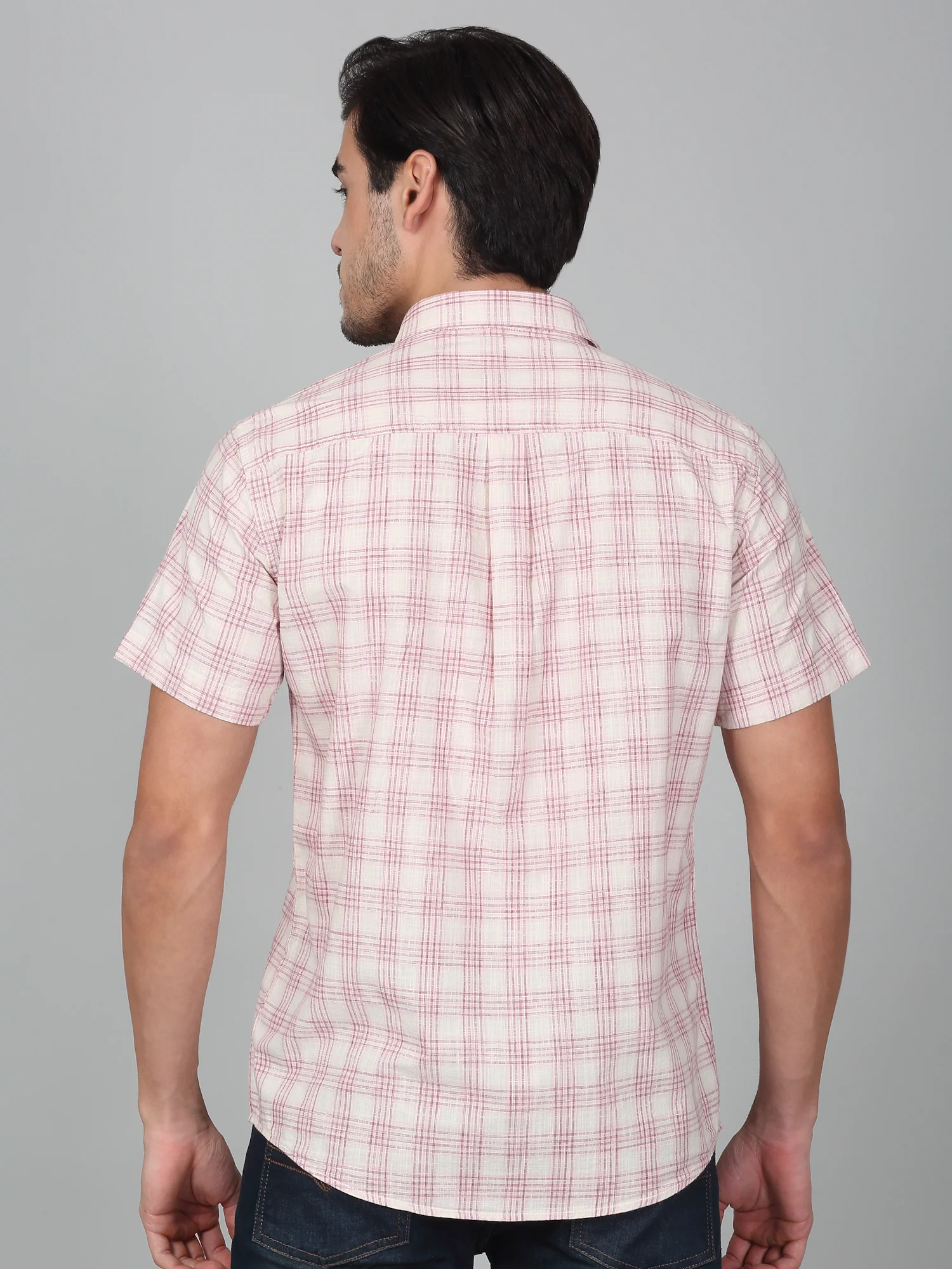 Casual Shirt for Men | Breathable & Soft with Color Fastness Regular Fit Spread Collar Neck Cotton Fabric Checkered Pattern - Image 6