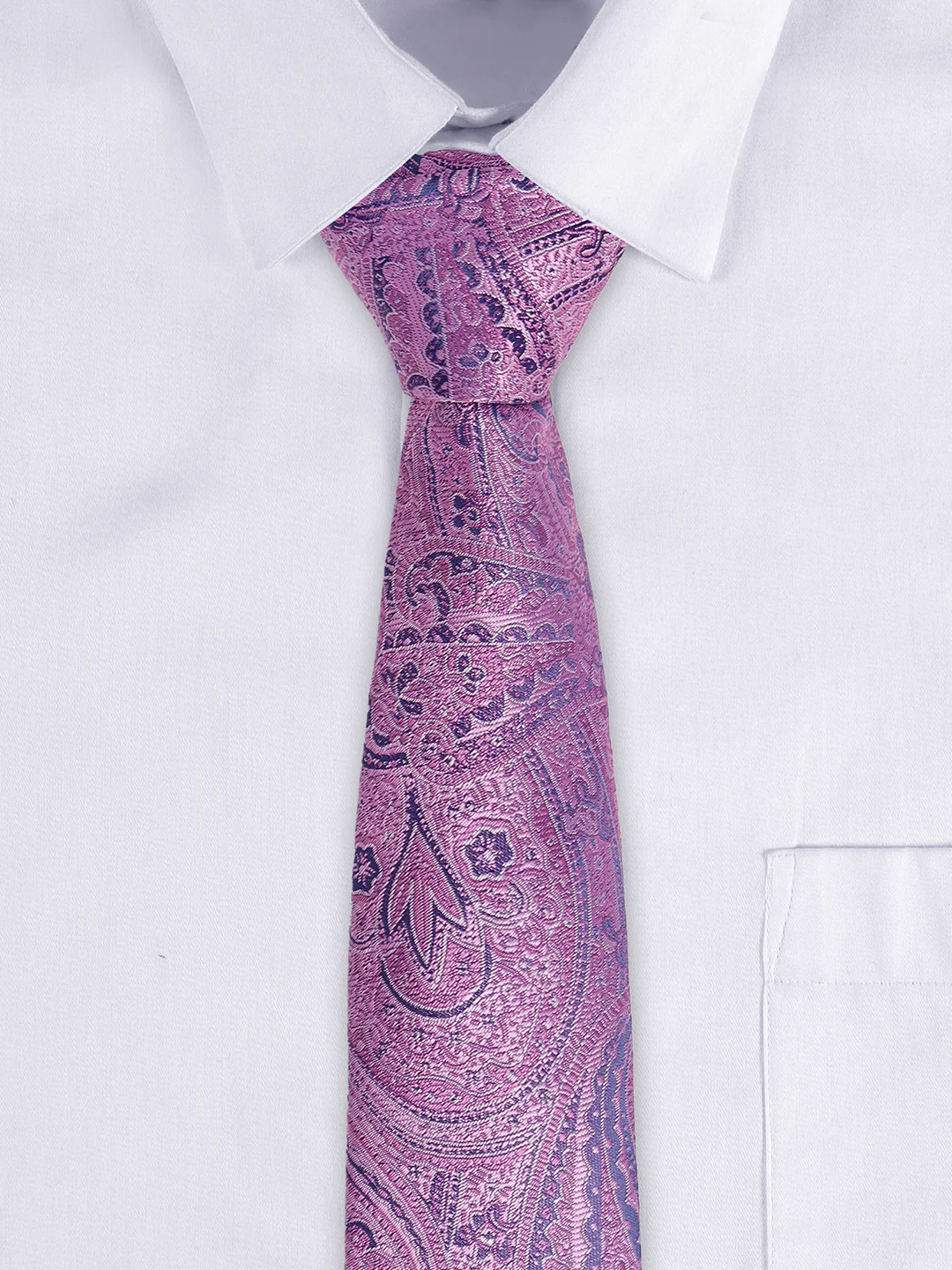 Men's Pink Paisley Printed Broad Tie - Image 7