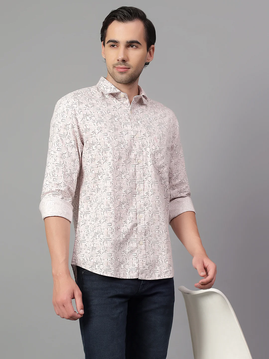 Casual Shirt for Men | Breathable & Soft with Color Fastness Regular Fit Spread Collar Neck Cotton Fabric Printed Pattern - Image 3