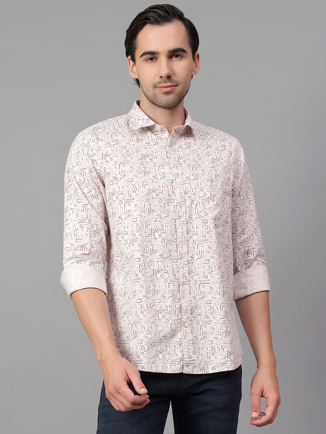 Casual Shirt for Men | Breathable & Soft with Color Fastness Regular Fit Spread Collar Neck Cotton Fabric Printed Pattern - Image 4