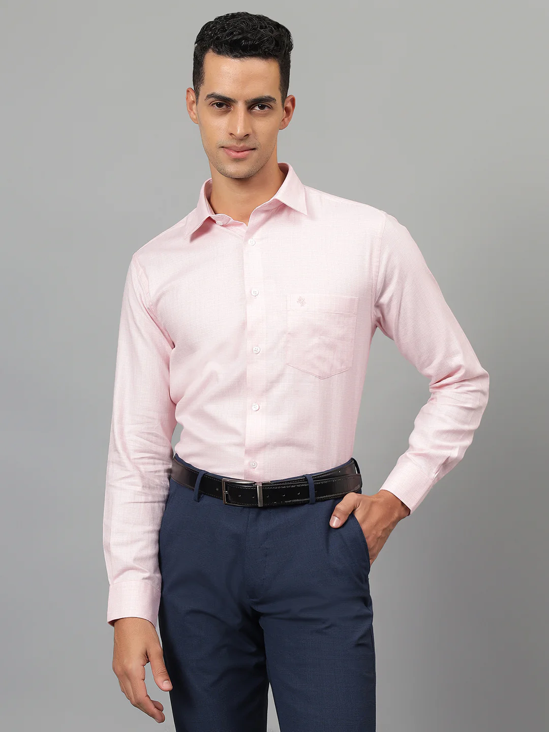 Formal Shirt for Men l Breathable & Soft with Color Fastness Regular Fit Spread Collar Neck Cotton Fabric Self Design Pattern - Image 3