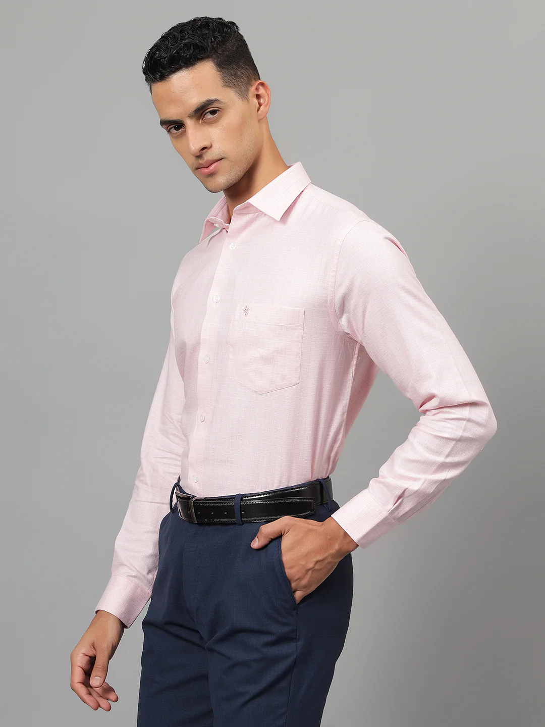 Formal Shirt for Men l Breathable & Soft with Color Fastness Regular Fit Spread Collar Neck Cotton Fabric Self Design Pattern - Image 4