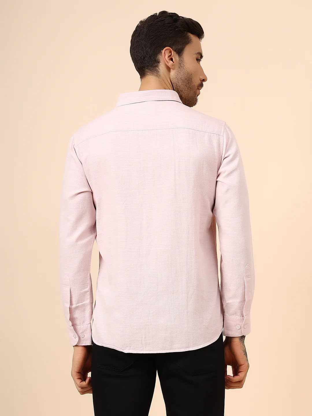 Casual Shirt for Men | Breathable & Soft with Color Fastness Regular Fit Spread Collar Neck Cotton Blend Fabric Self Design Pattern - Image 5